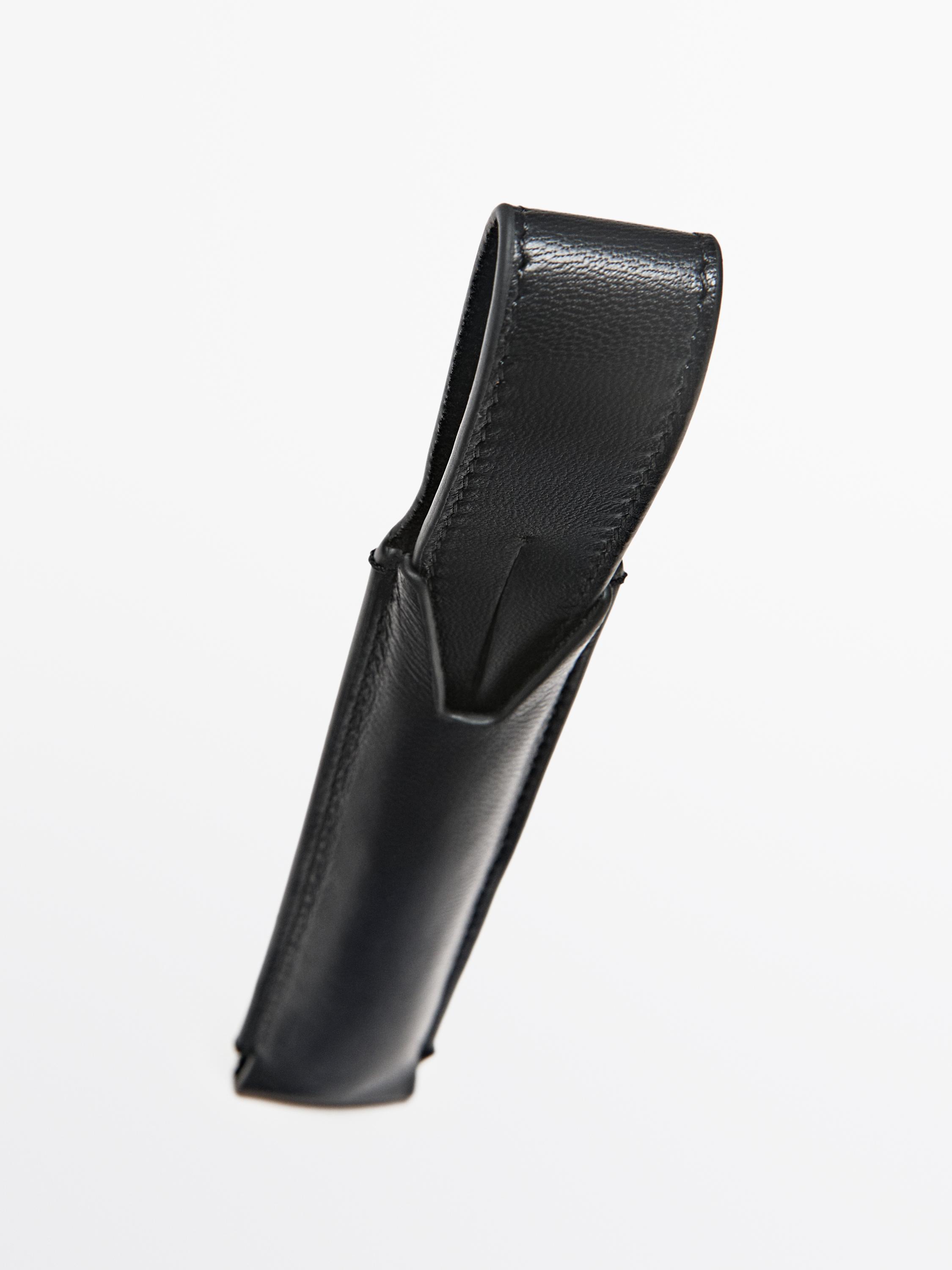 Nappa leather pen cover — BLACK