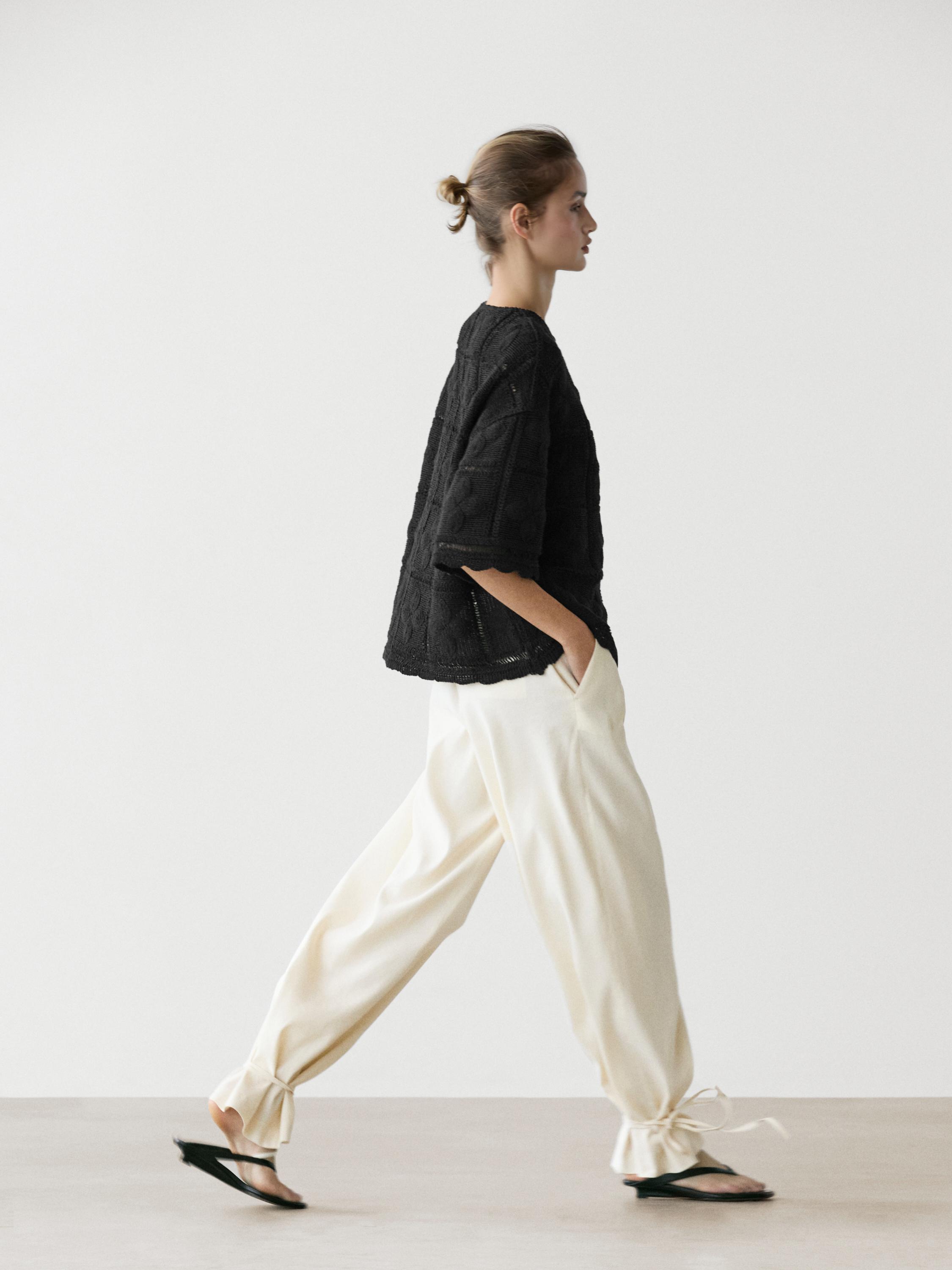 Cutwork crochet cardigan — BLACK