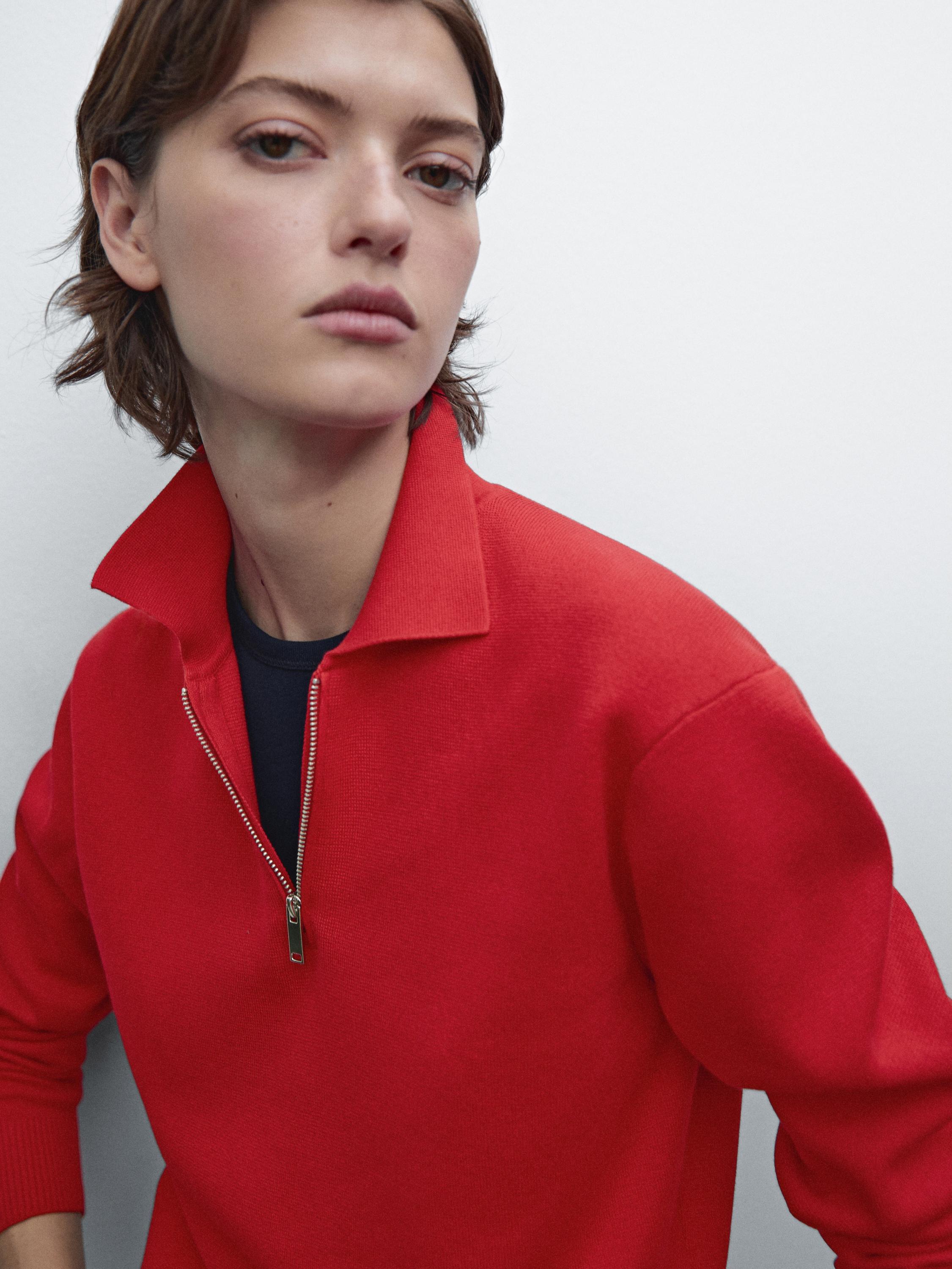 Milano knitted sweater polo neck zipper