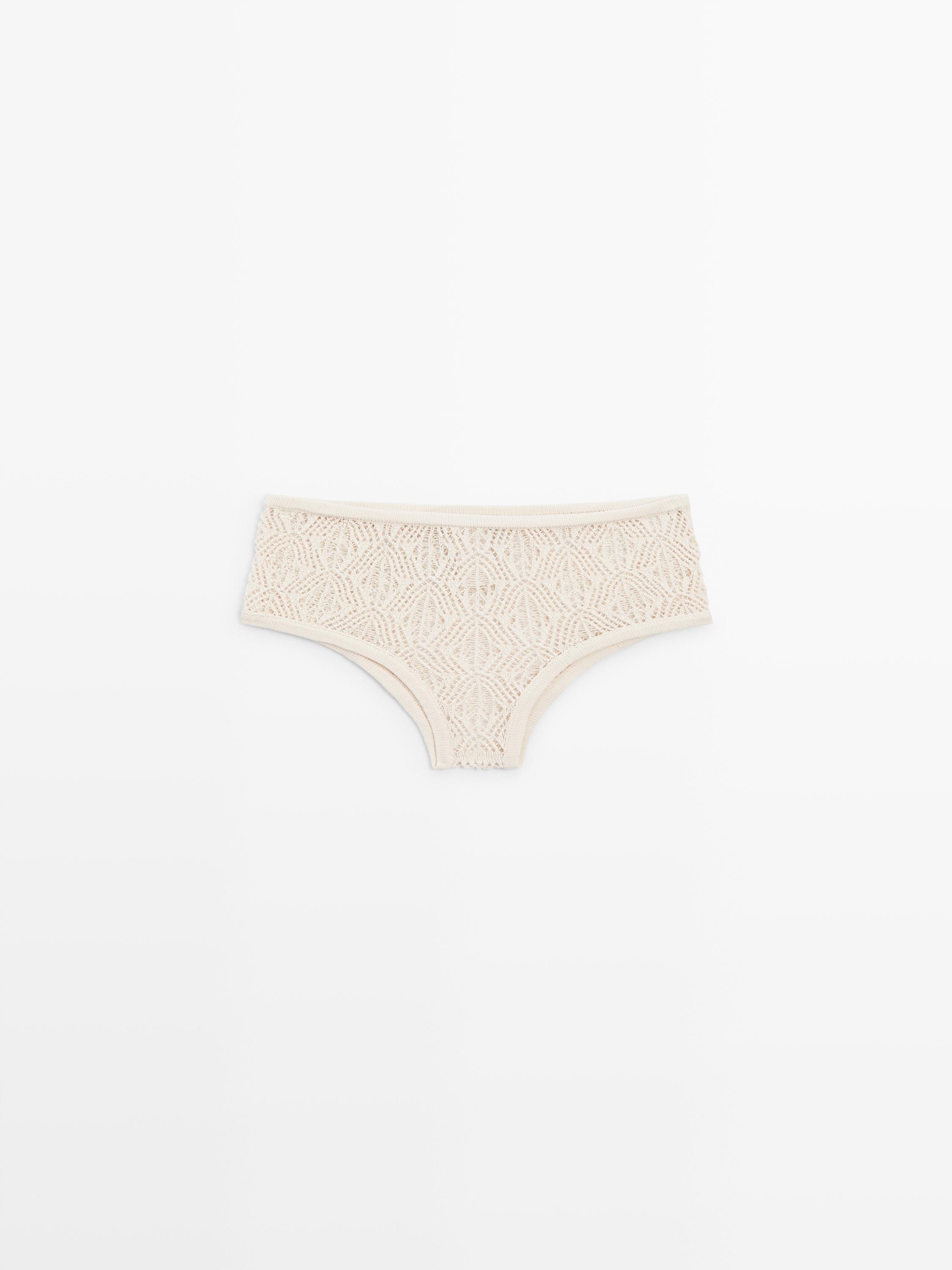 Cotton blend culottes with openwork detail — CREAM