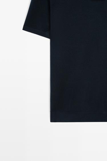 Wool blend zip-detail polo shirt — NAVY BLUE 7