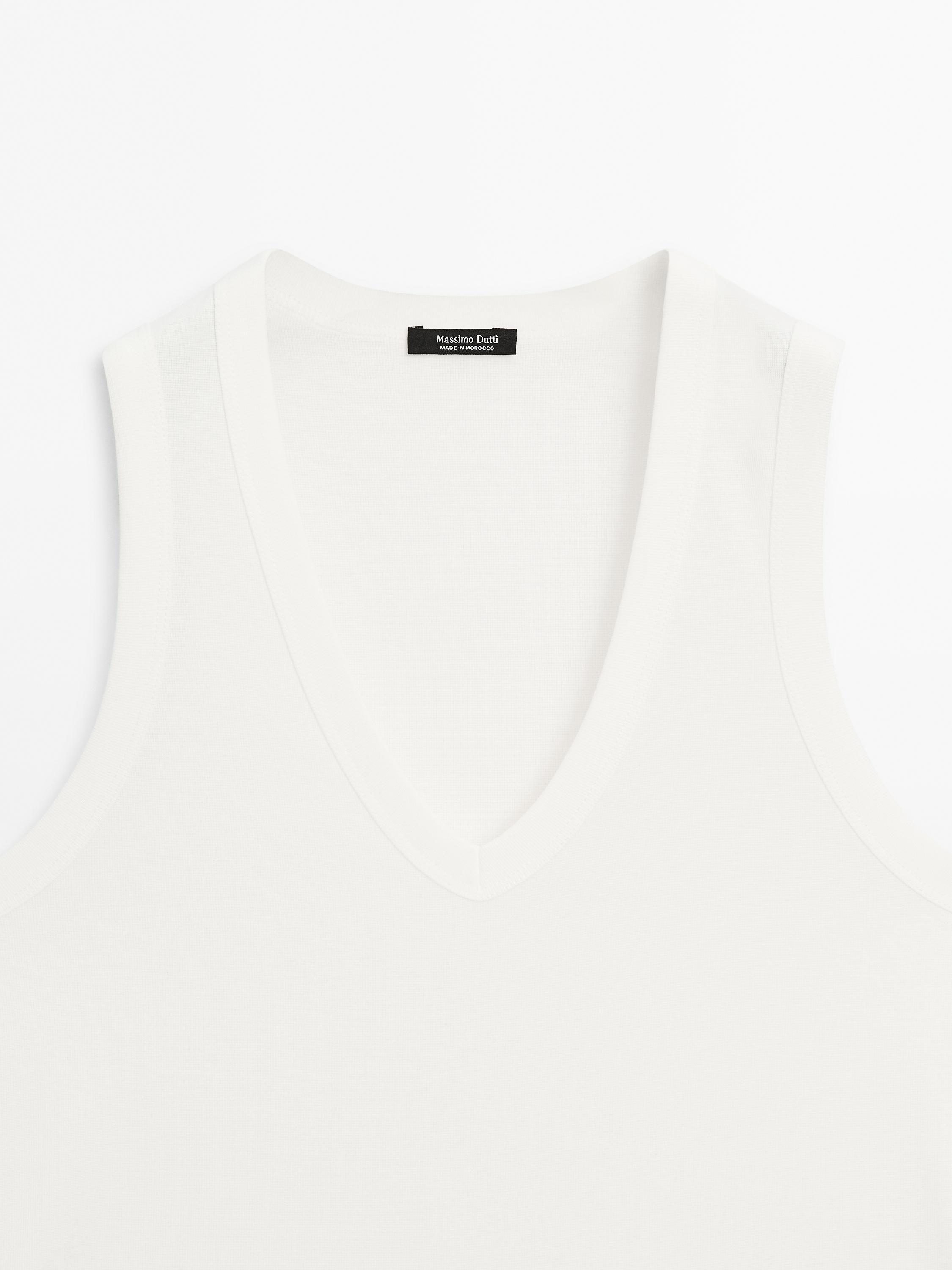【Massimo dutti】リネンTシャツ Women's Green T-shirts - Massimo Dutti - US