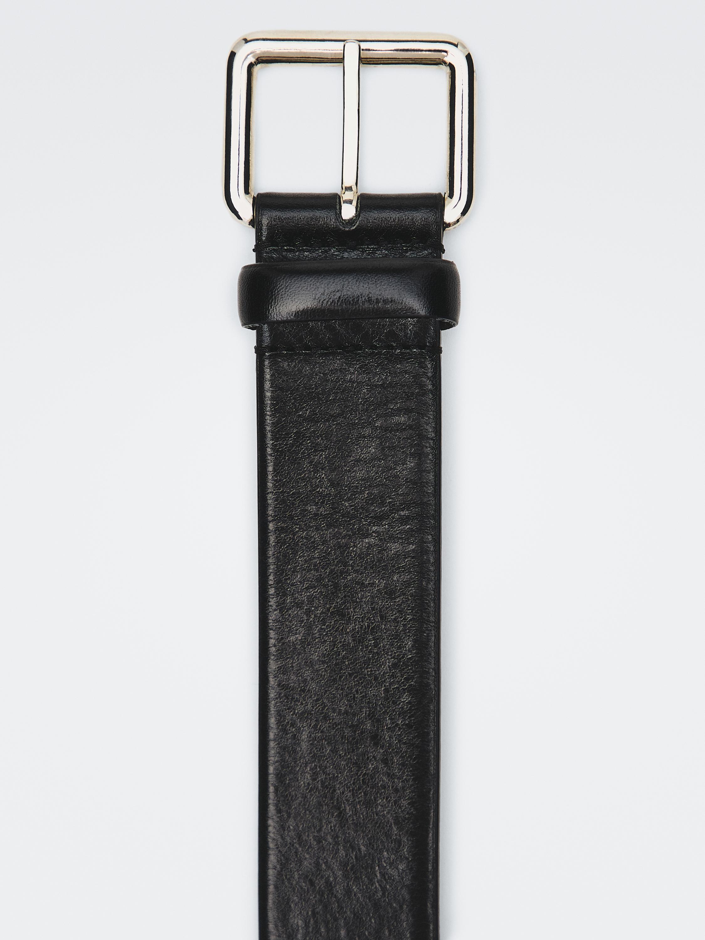 Nappa leather belt with square buckle — BLACK