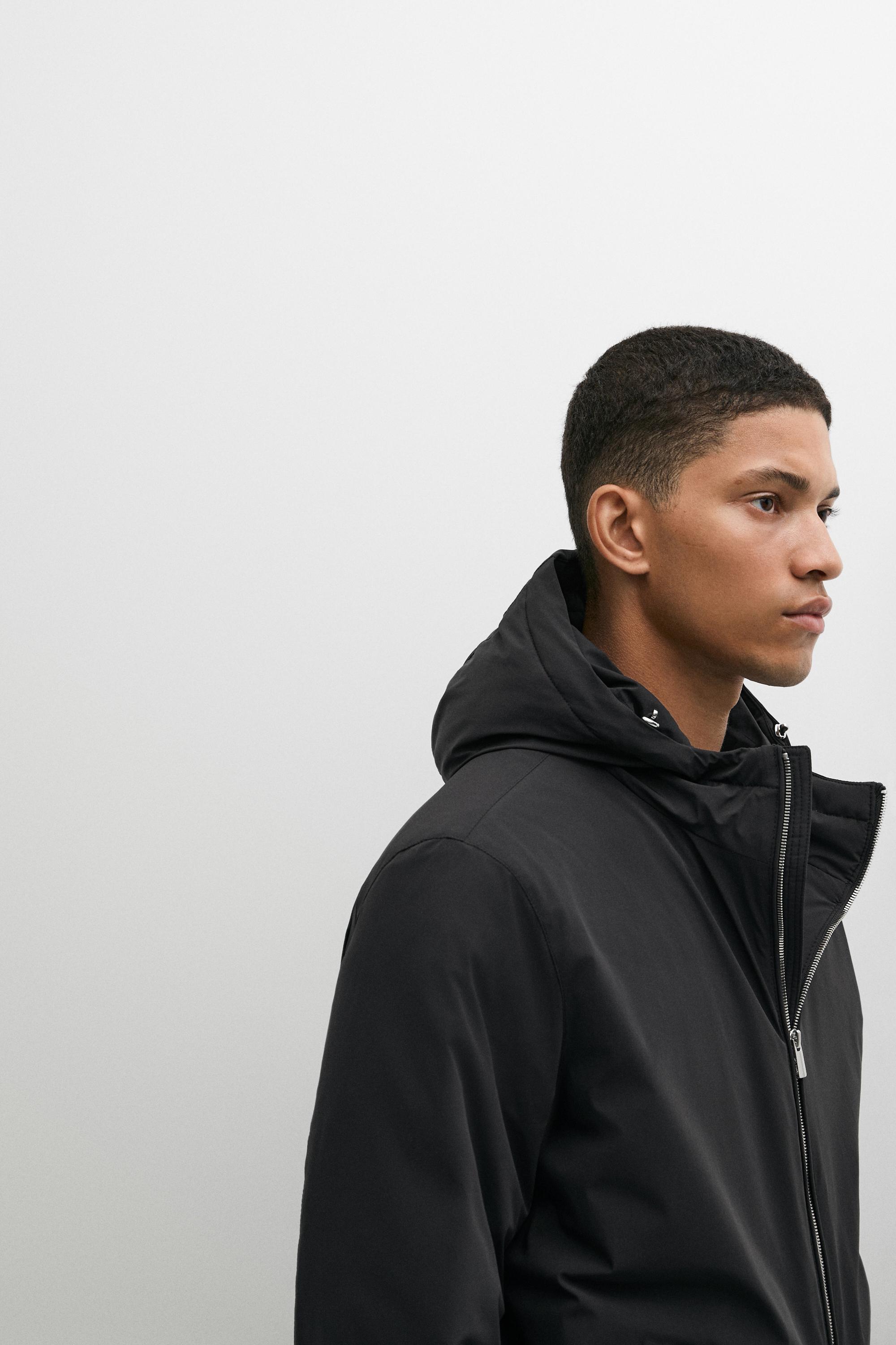 Lightweight hooded down jacket — BLACK