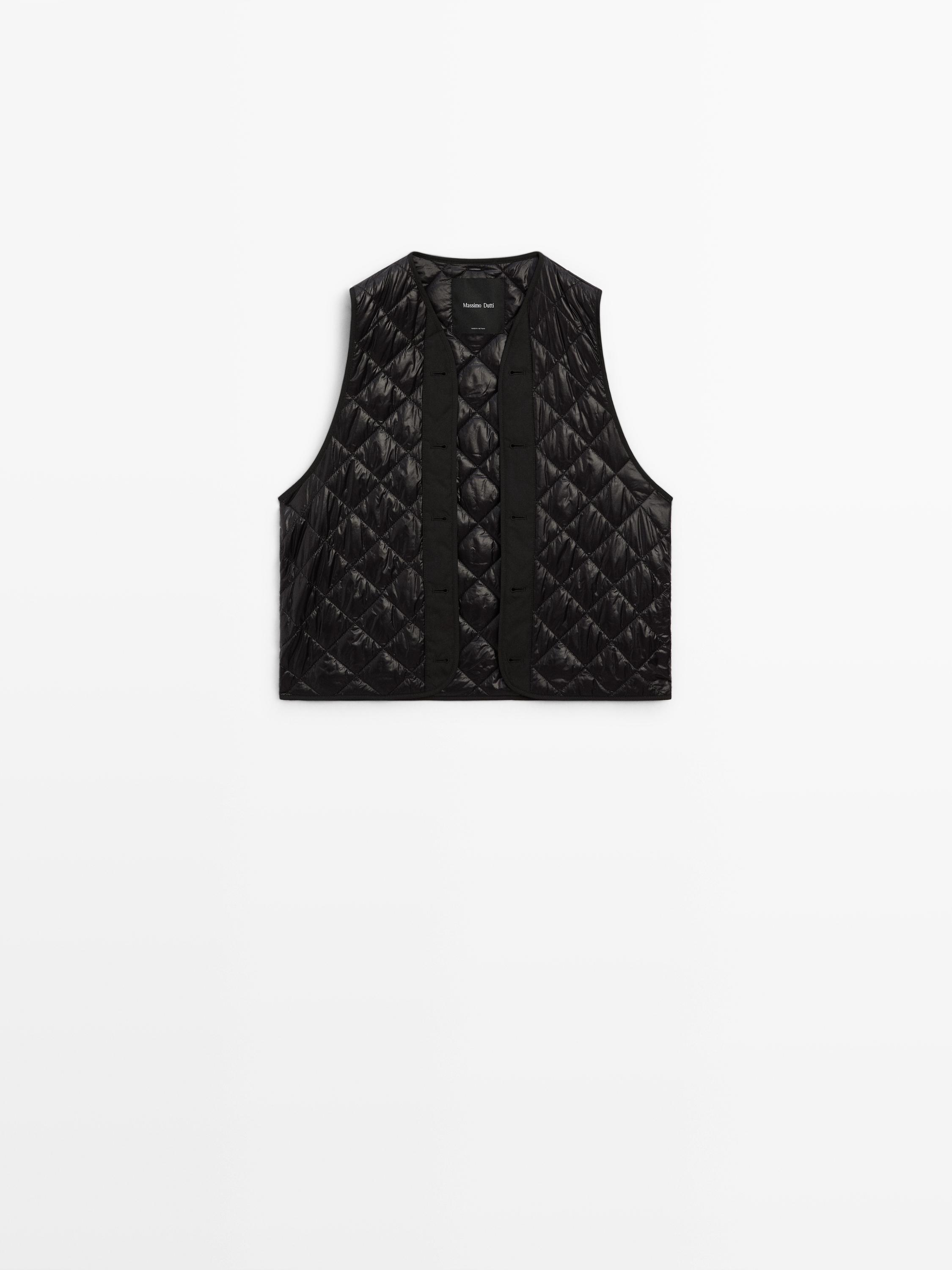 Water-repellent parka with detachable inner gilet — BLACK
