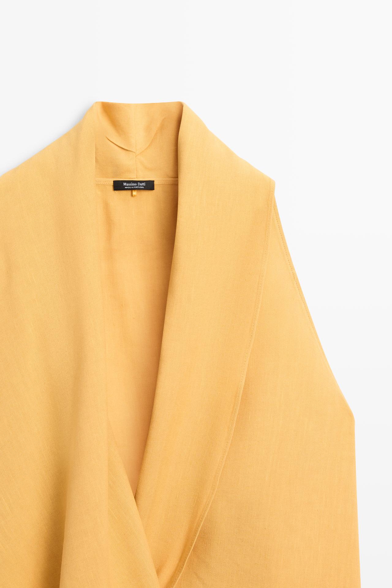 Flowing halter top with ruffle detail — YELLOW