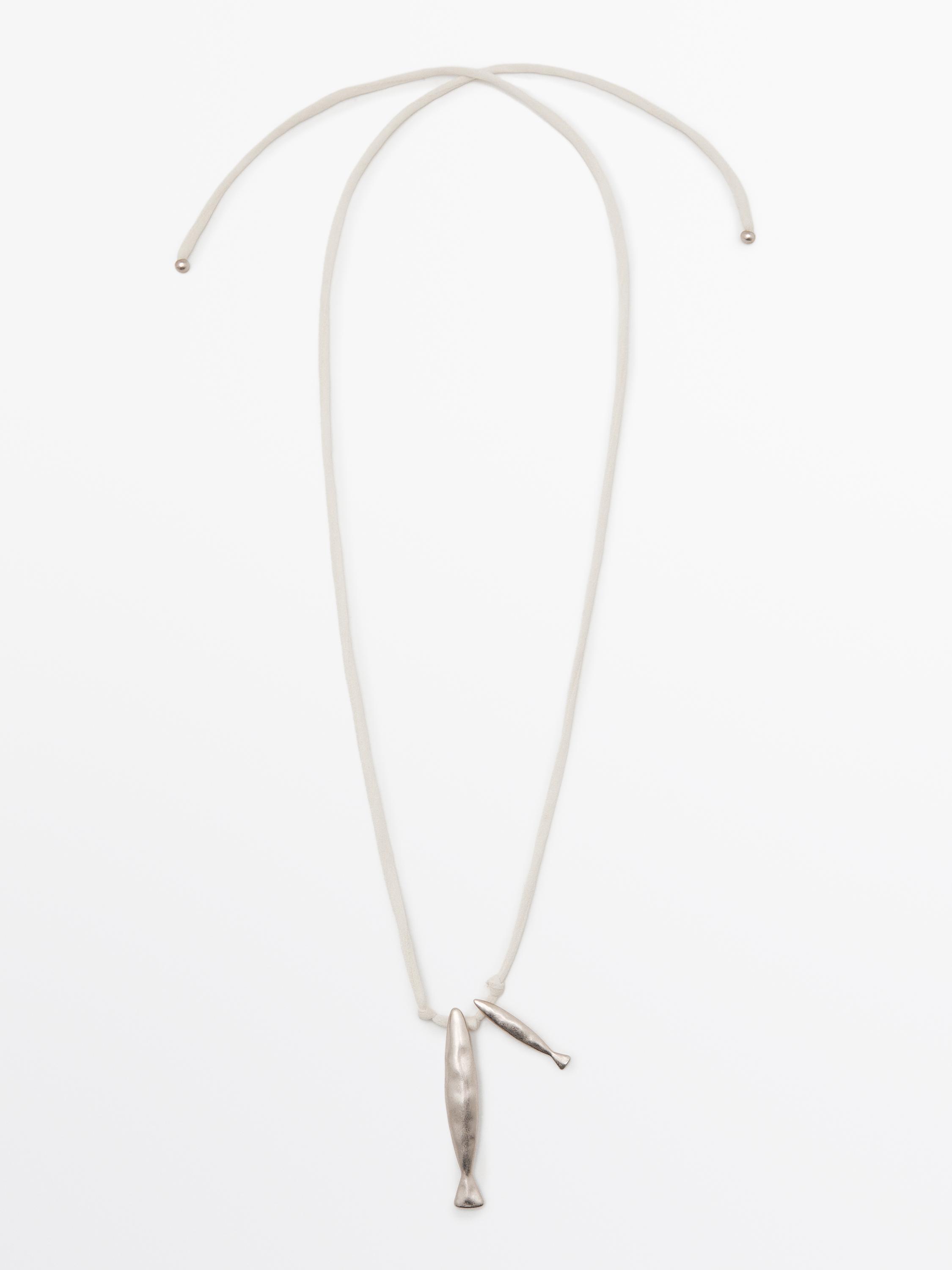 Silk cord necklace with fish
