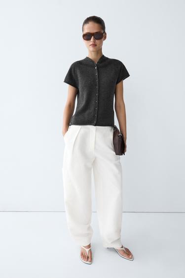 100% Cashmere button-front knit vest — ANTHRACITE GREY 8