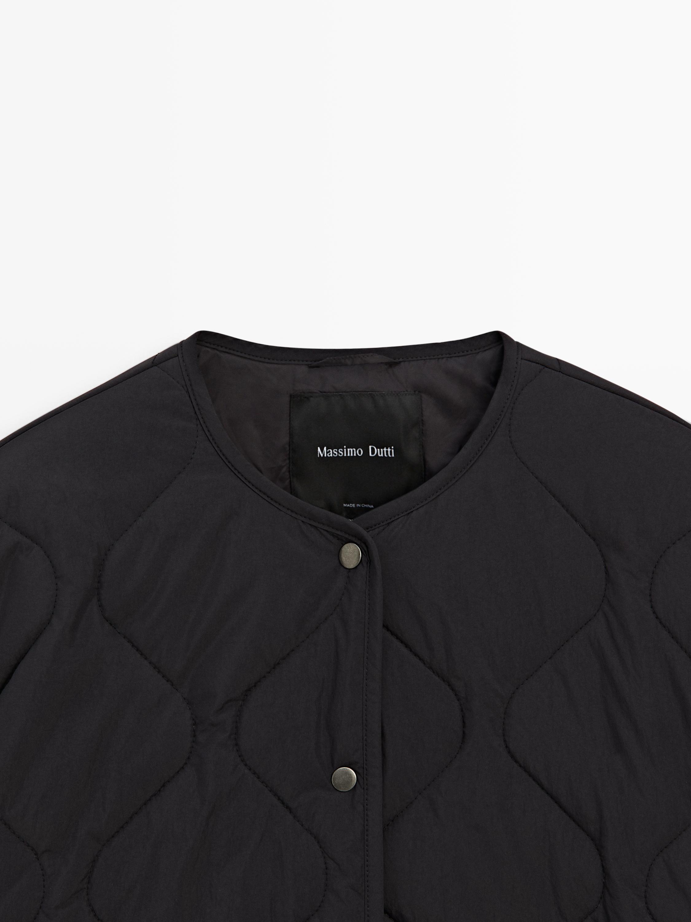 Quilted cape jacket — BLACK