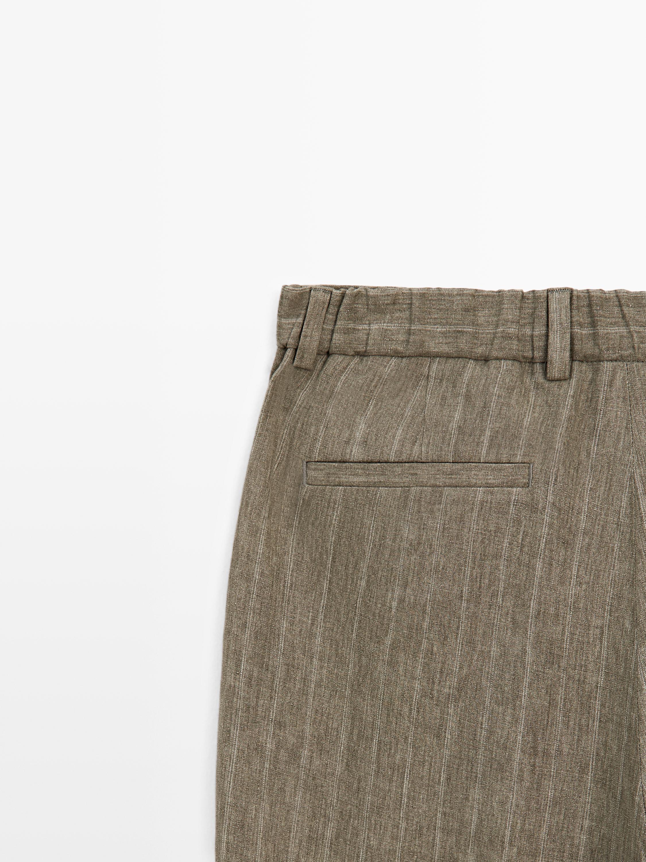 Striped linen trousers — GREEN