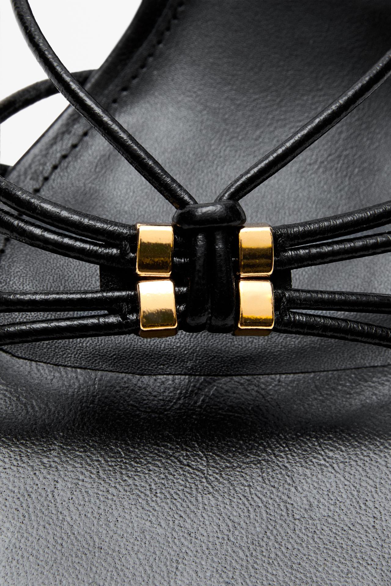 Strappy heeled sandals with embellished detail — BLACK