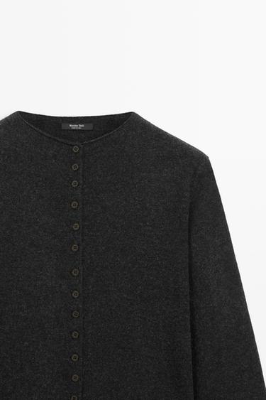 Wool-blend knit cardigan with buttons — ANTHRACITE GREY 4