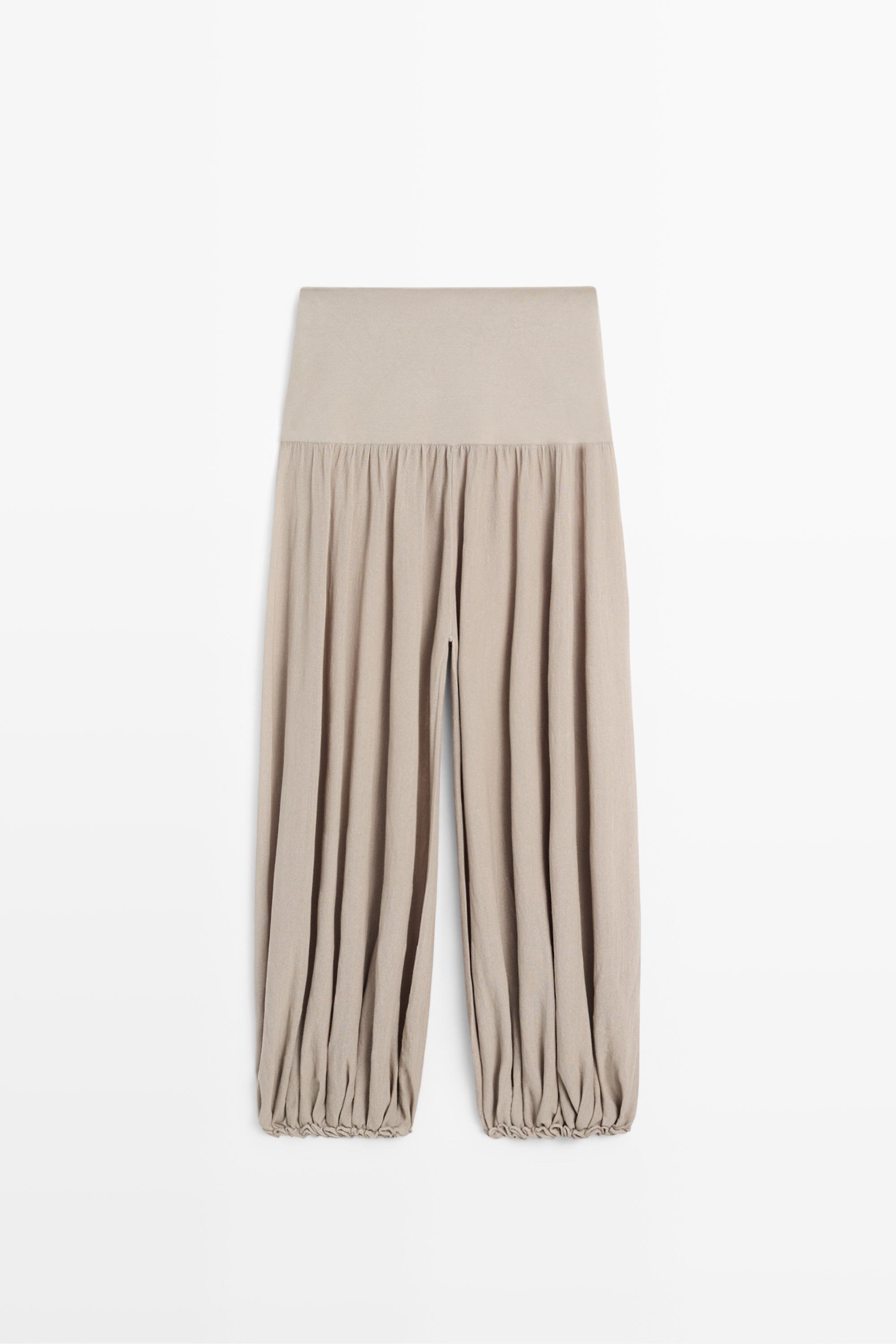 Sarouel trousers with wide waistband — NATURAL GREY