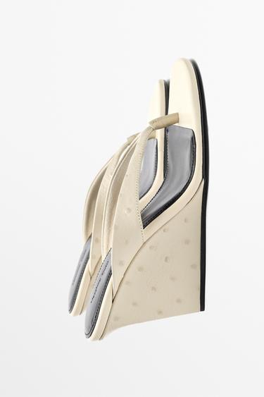 Leather wedge sandal — CREAM 4