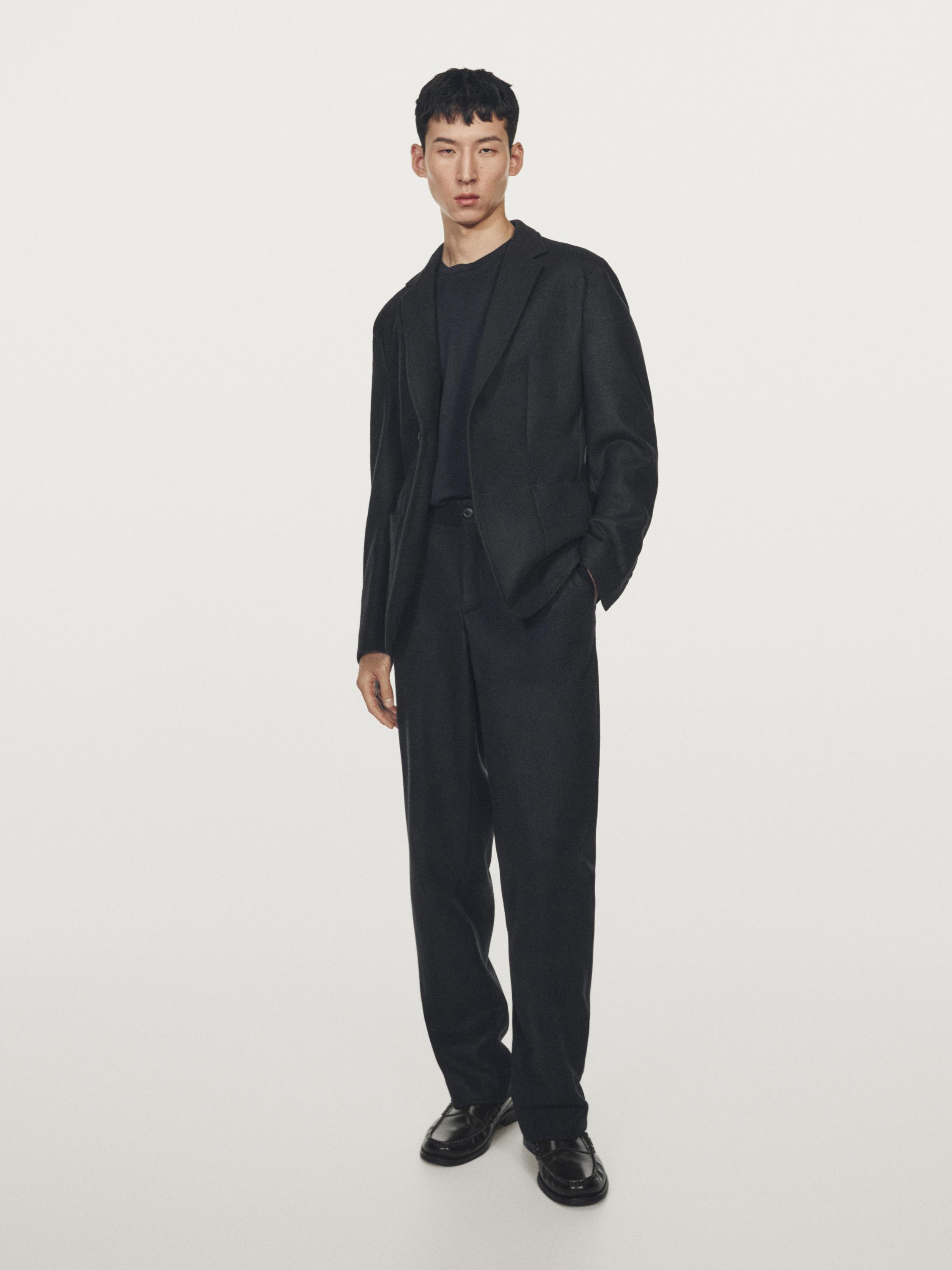 Wool blend trousers — NAVY BLUE