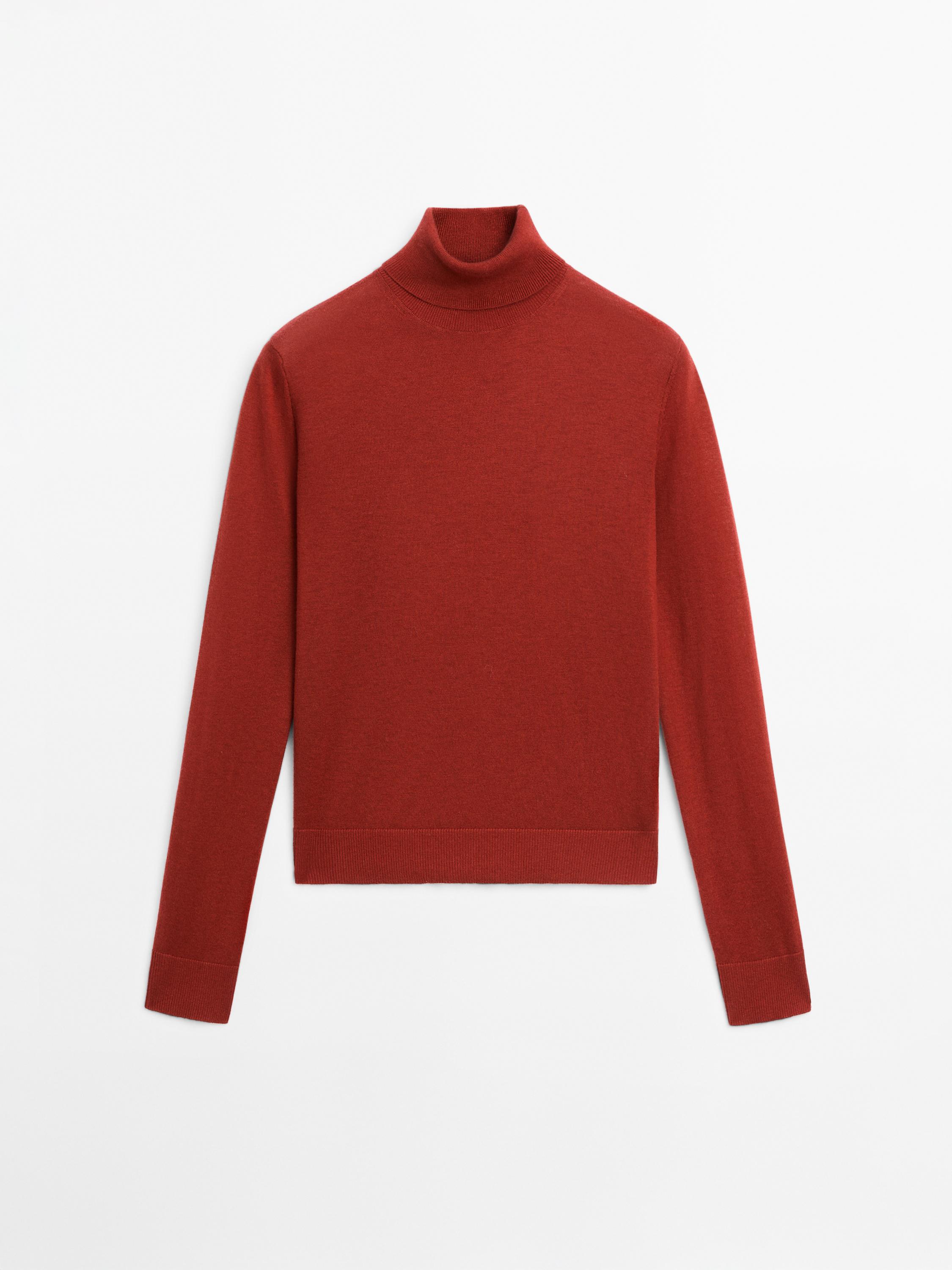 High neck wool blend sweater