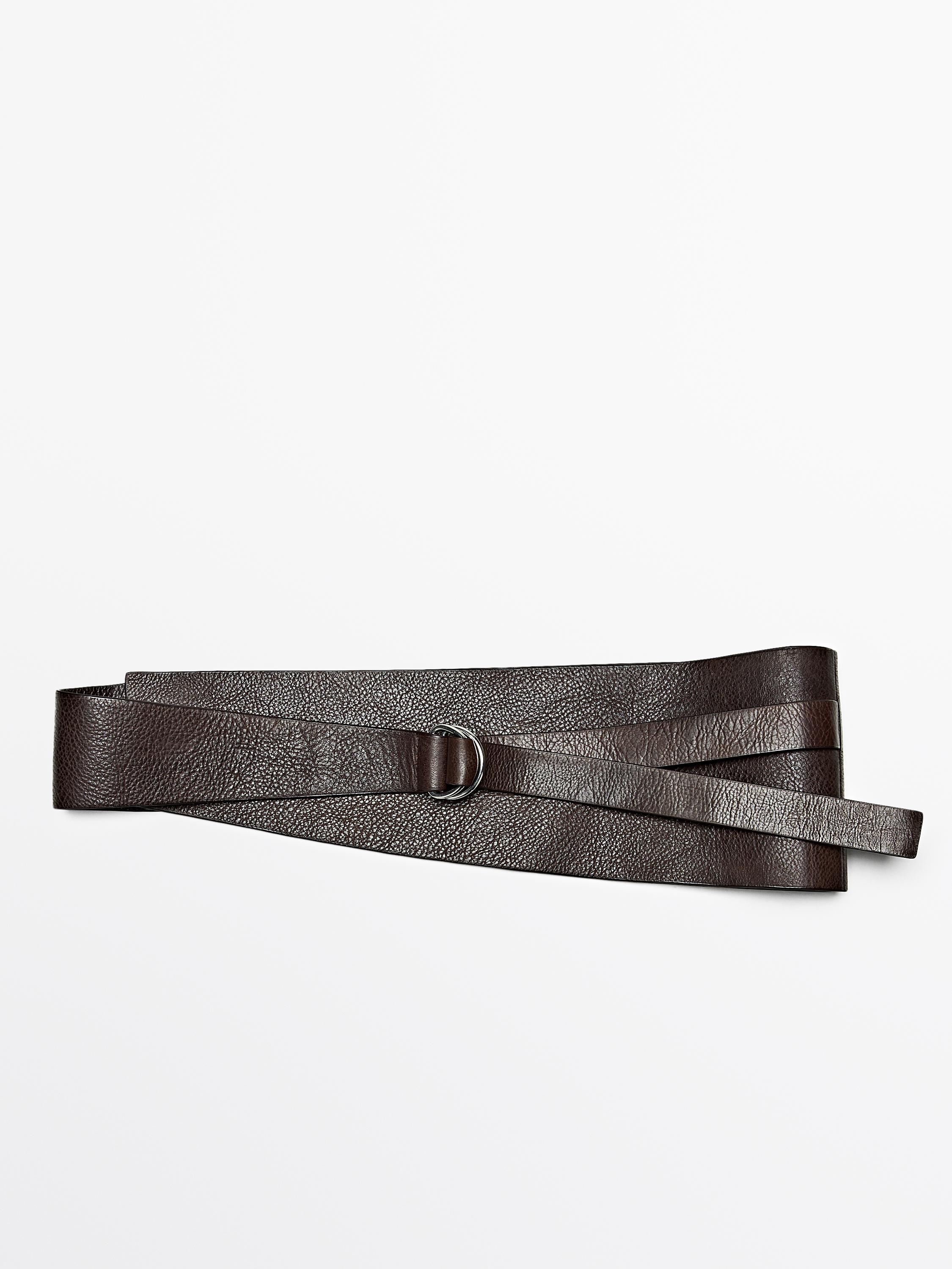 Nappa leather sash belt with buckle detail