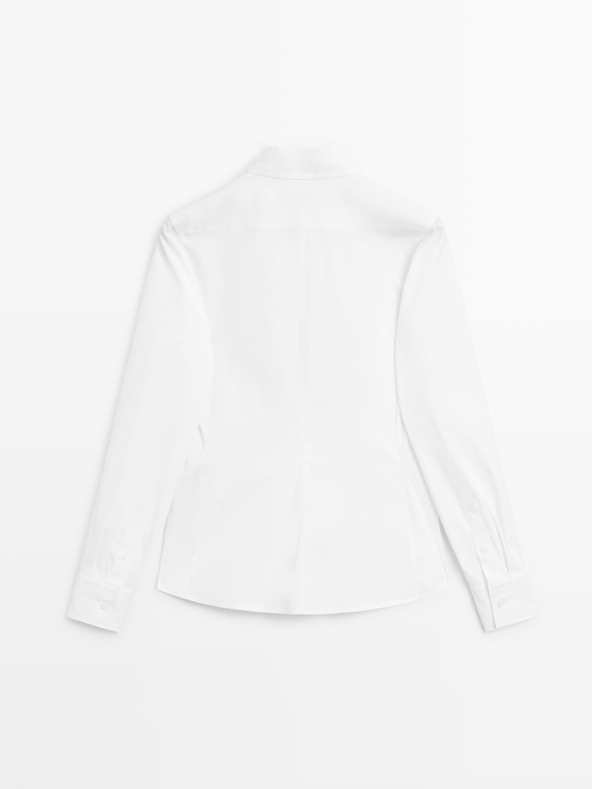 Cotton blend stretch shirt — WHITE