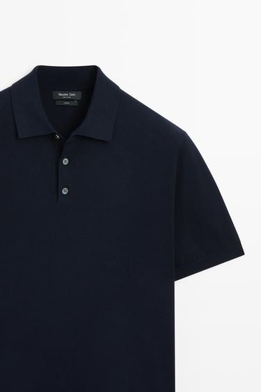 100% cotton knit polo sweater — NAVY BLUE 4