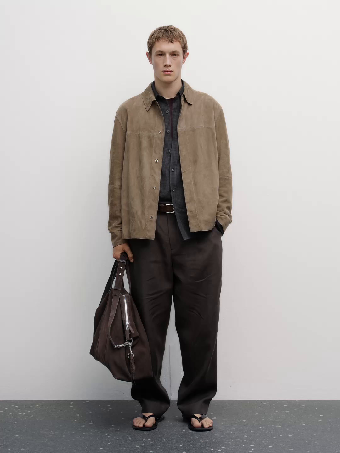 Suede leather overshirt