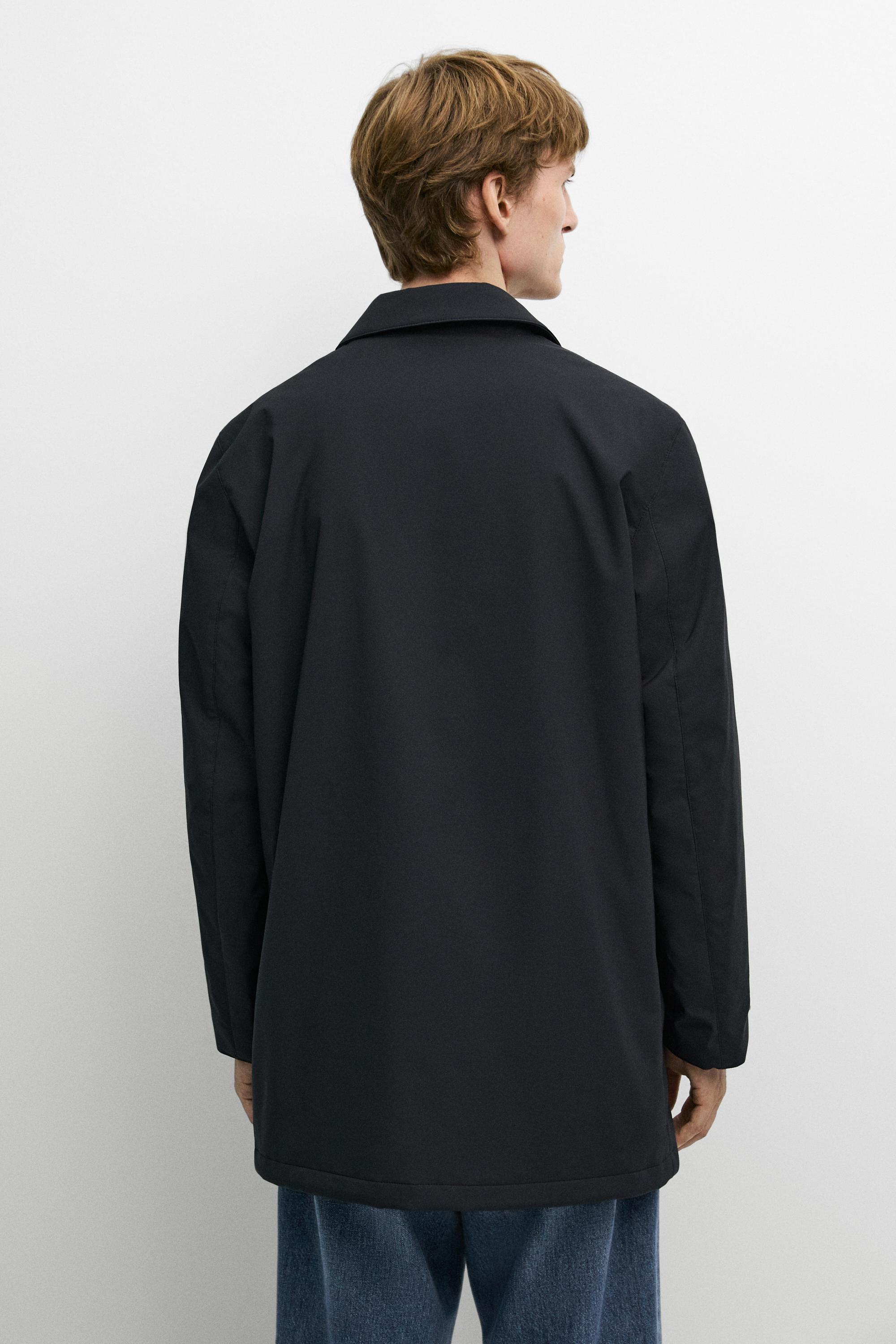 Long collar detail trench coat — DARK NAVY