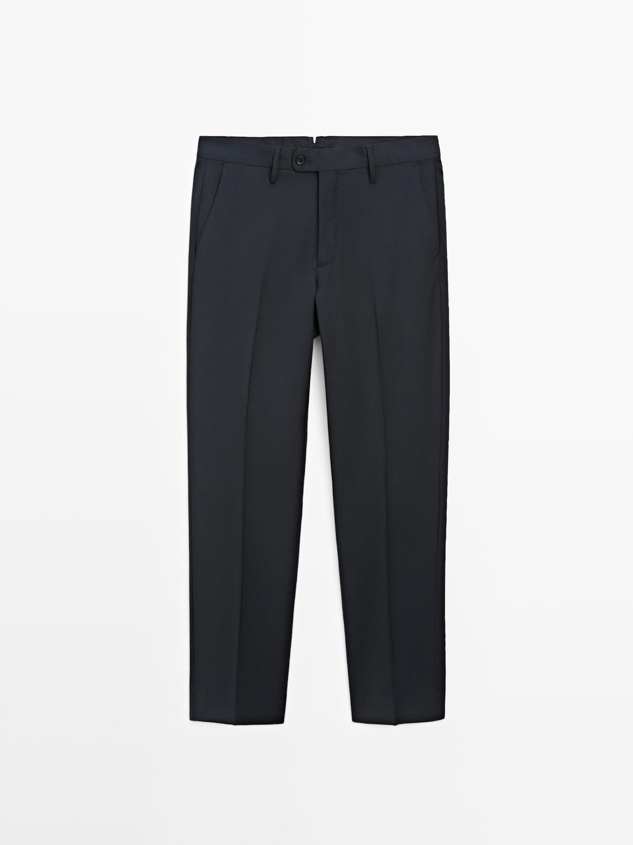 Massimo Dutti - Herre - Habitbukser I Uld - Marineblå - 50
