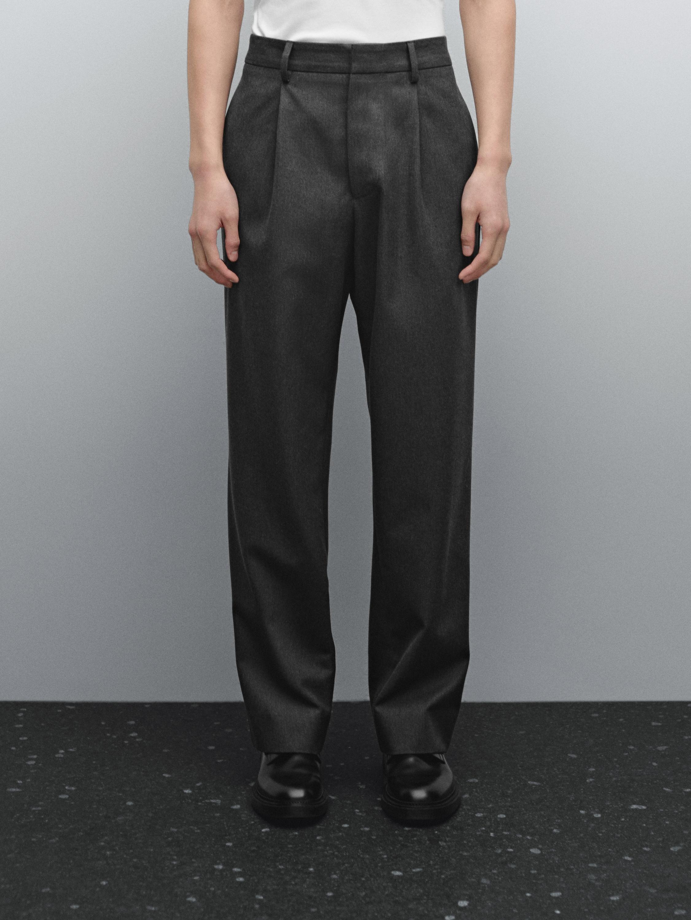 Wool blend darted trousers