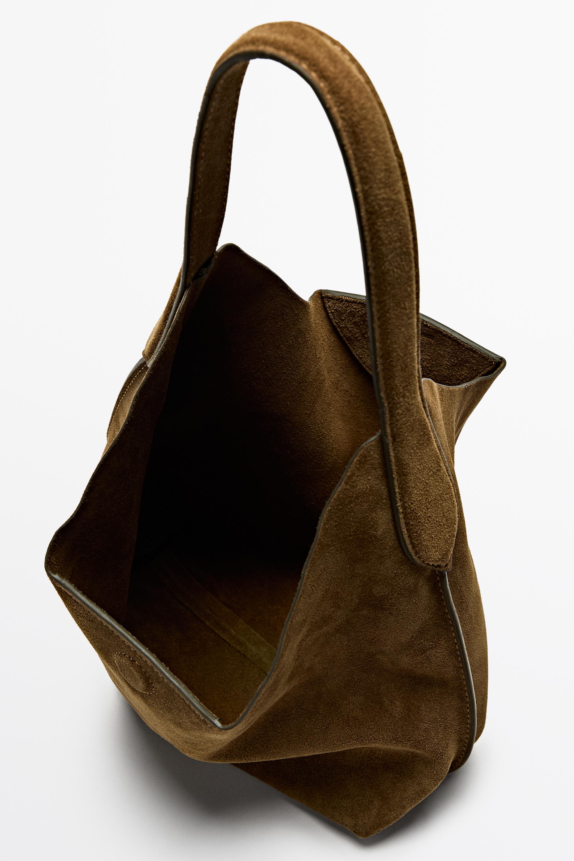 Split suede leather mini bag — KHAKI GREEN