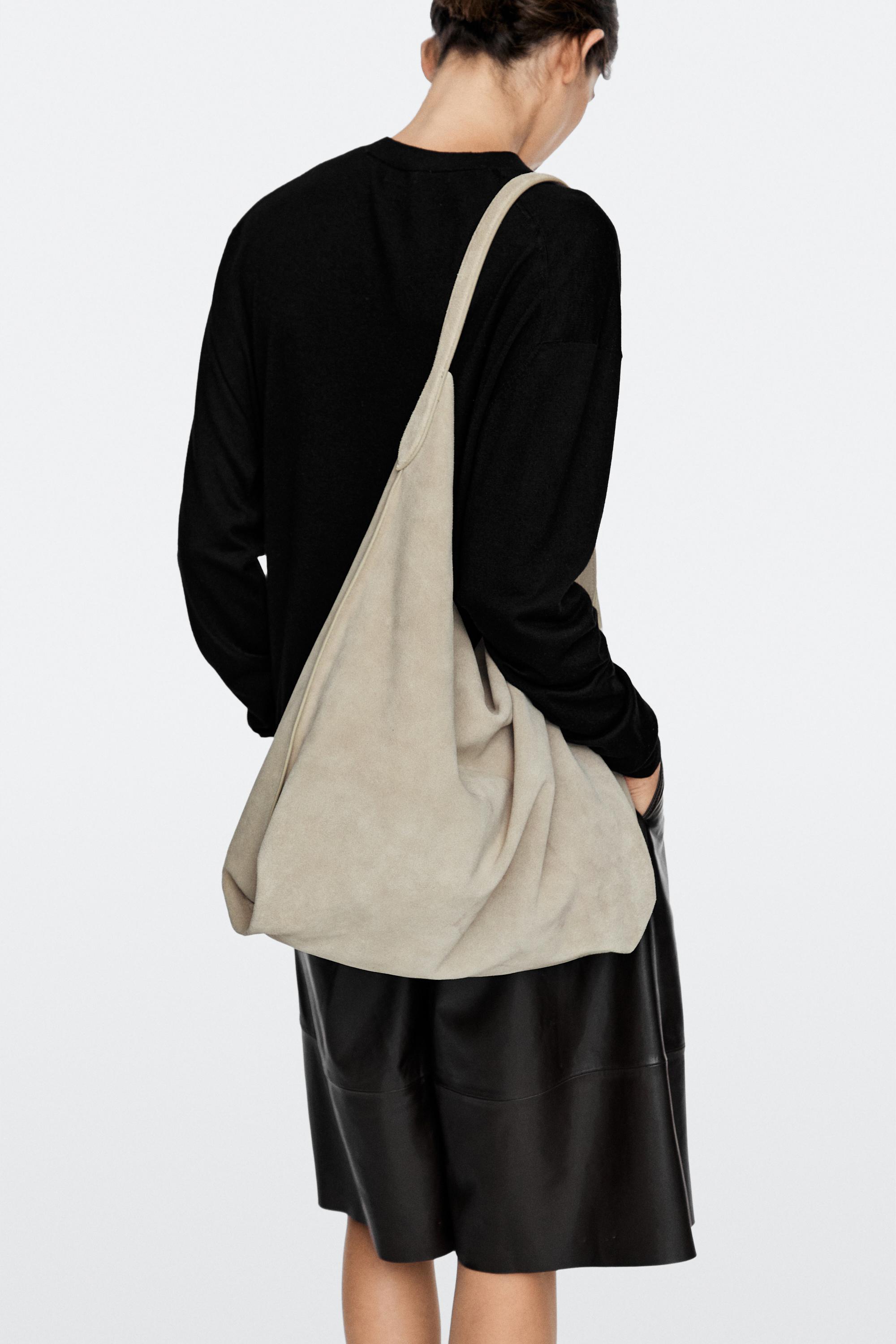 Maxi split suede leather shoulder bag