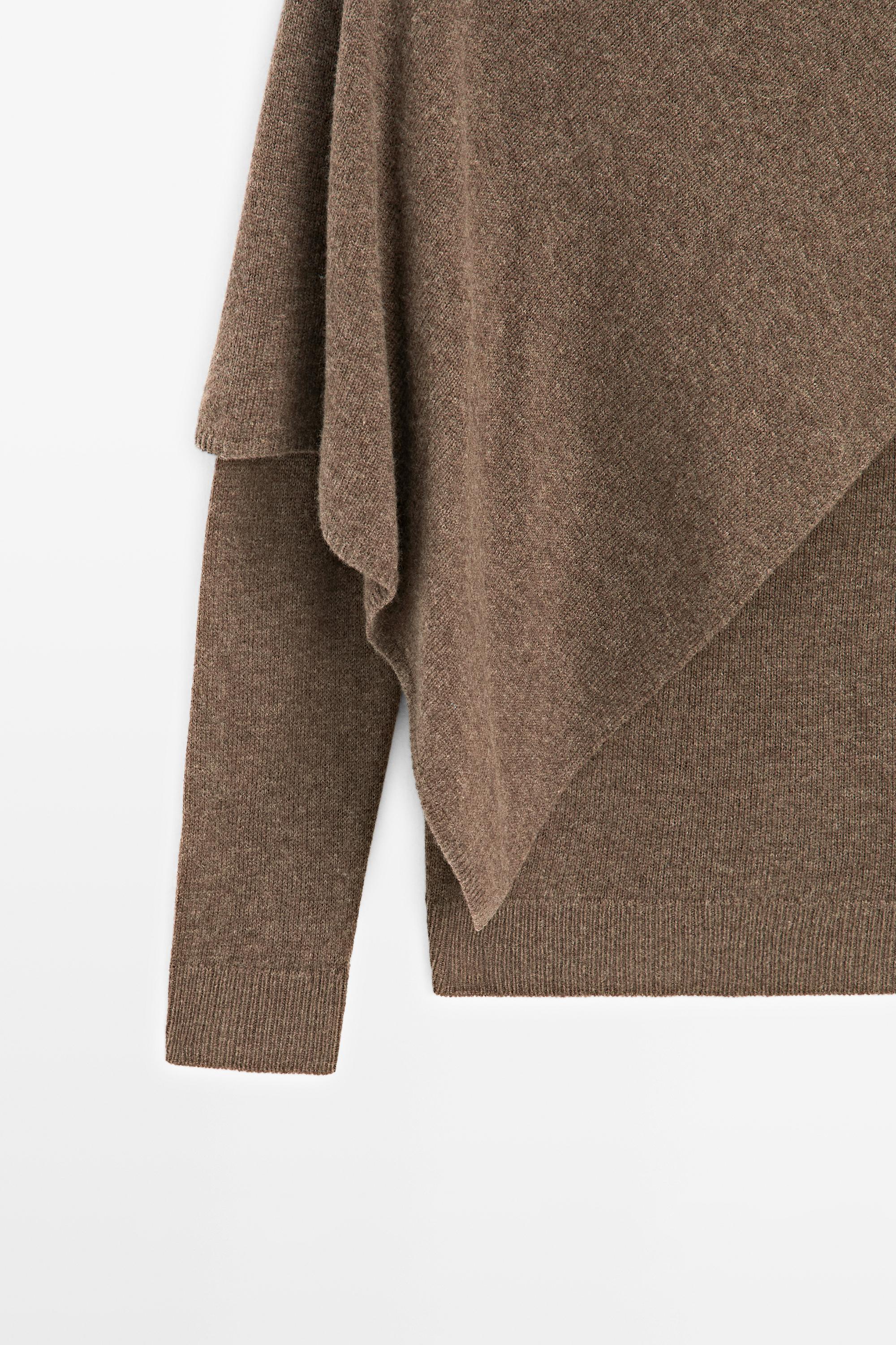 100% wool cape-style knit sweater — BROWN