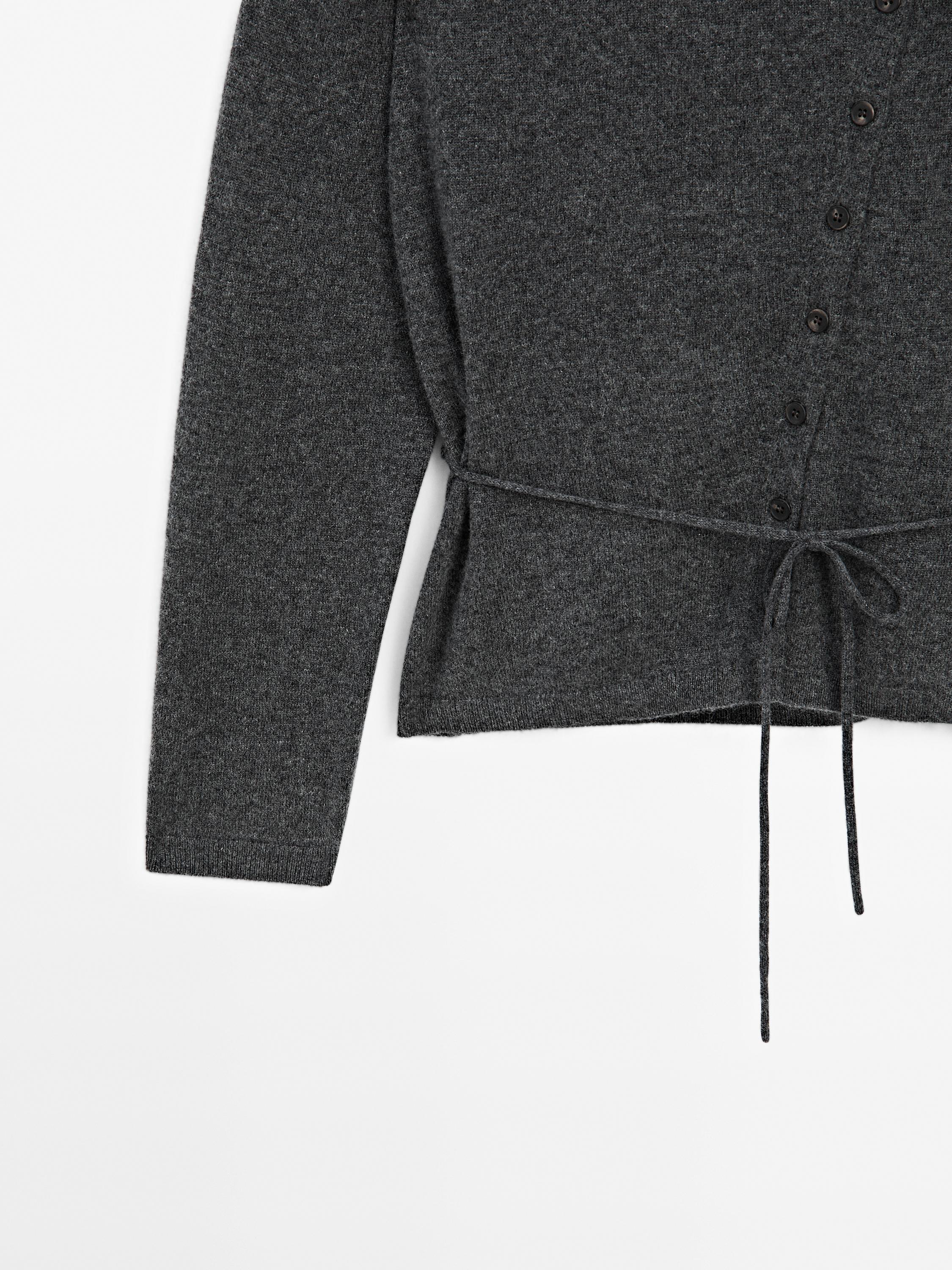 100% cashmere roll neck cardigan
