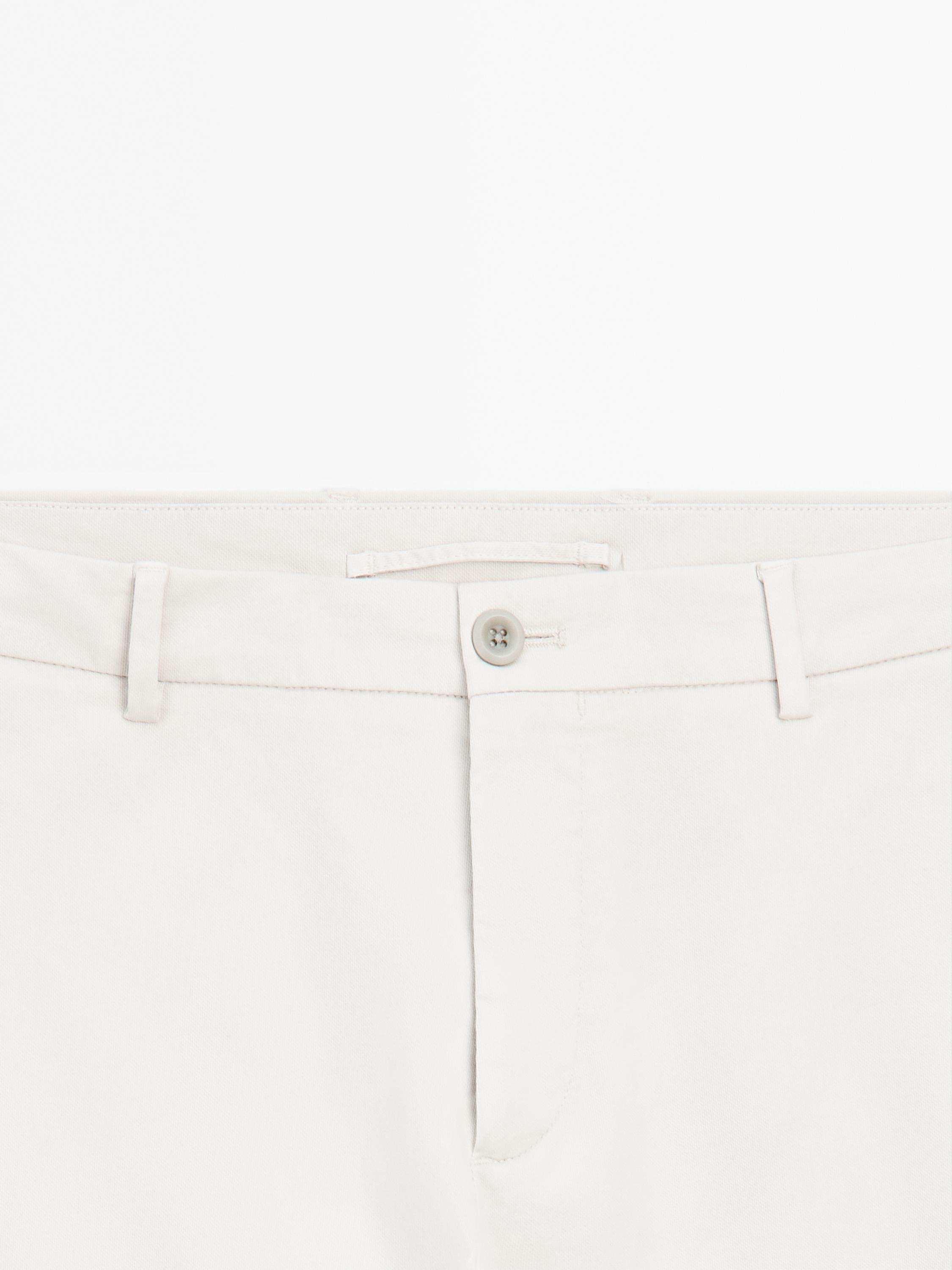 Cotton blend slim fit trousers