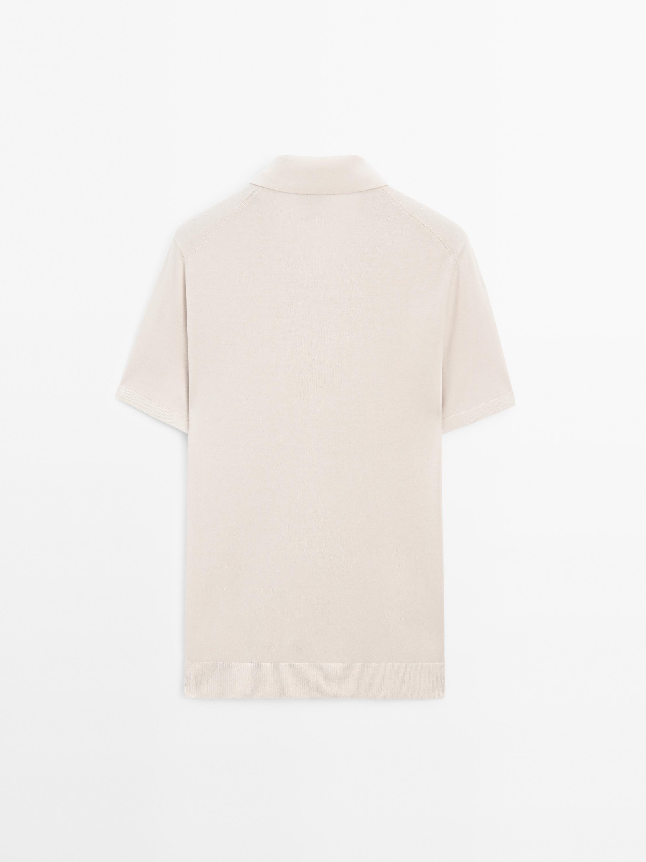 Short sleeve cotton knit polo shirt