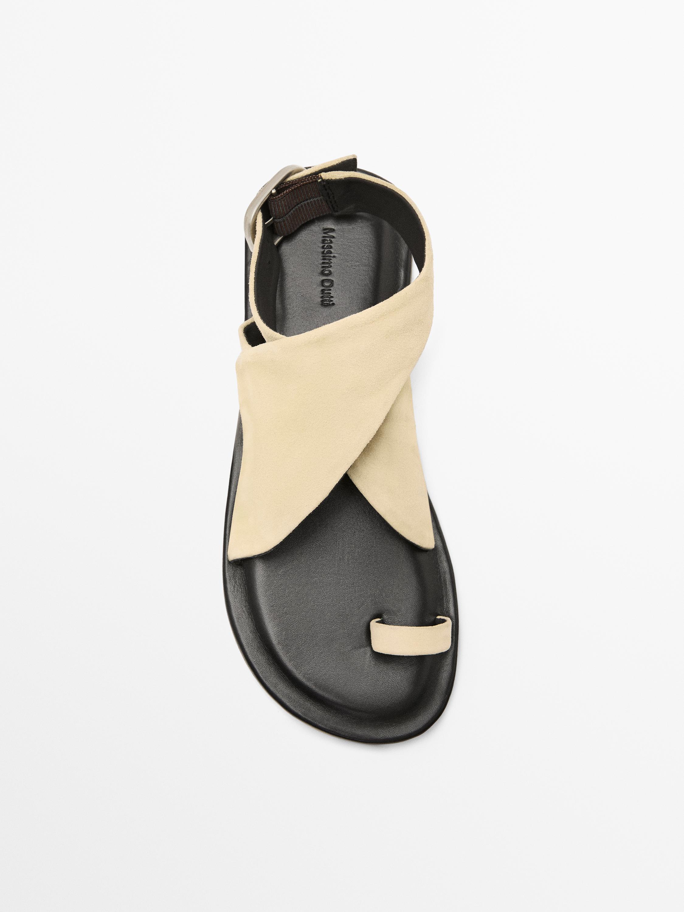 Tubular suede sandals