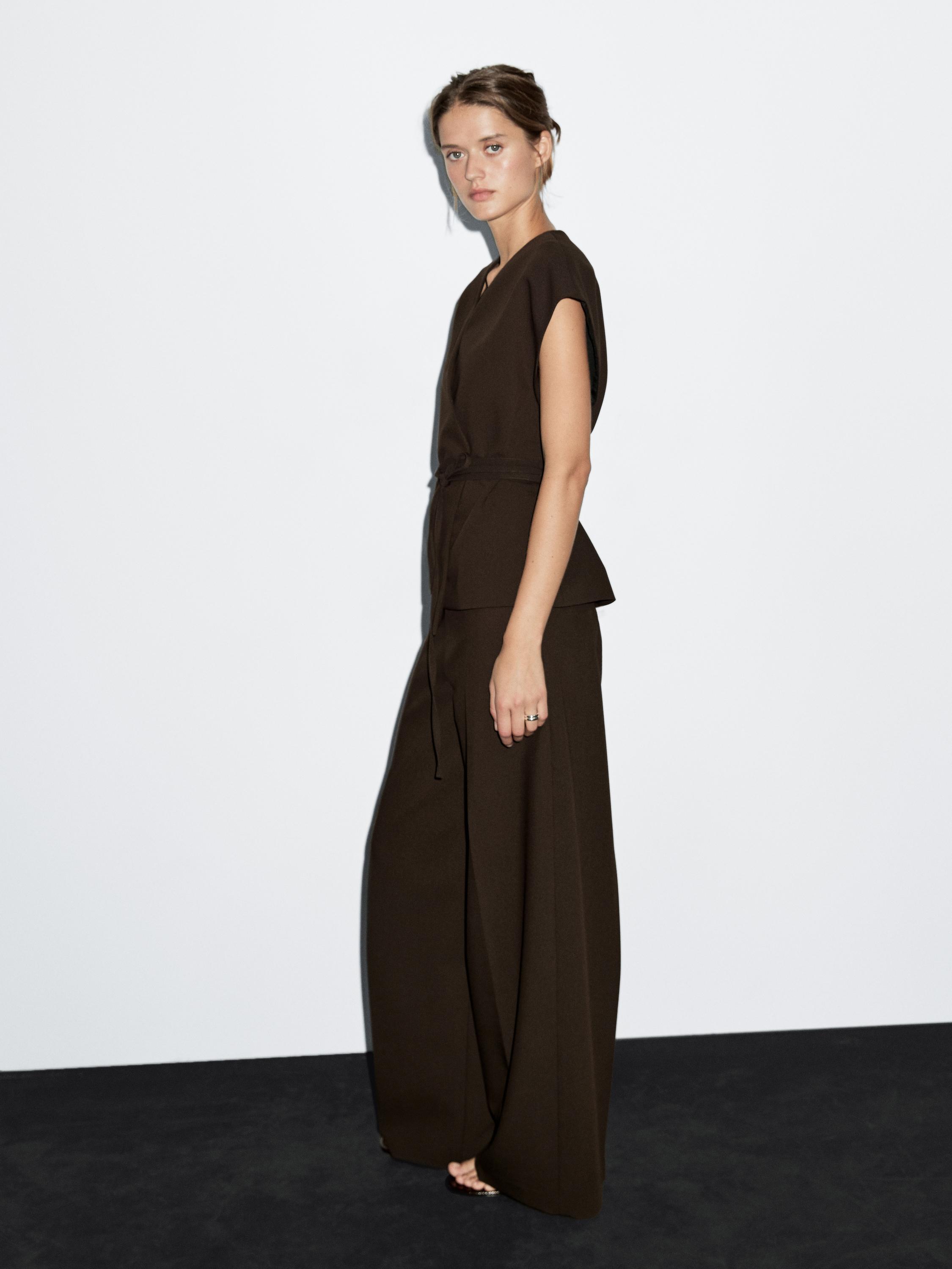 High-waist wide-leg trousers
