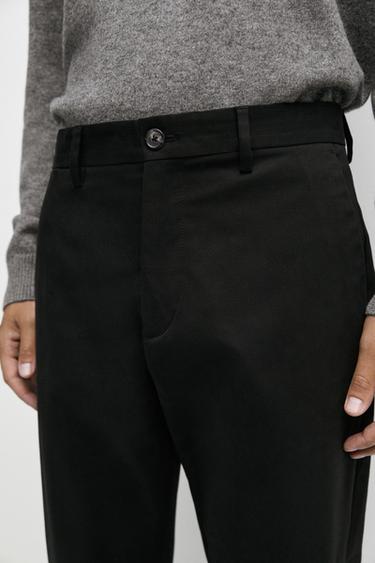 Cotton blend slim fit pants — BLACK 8