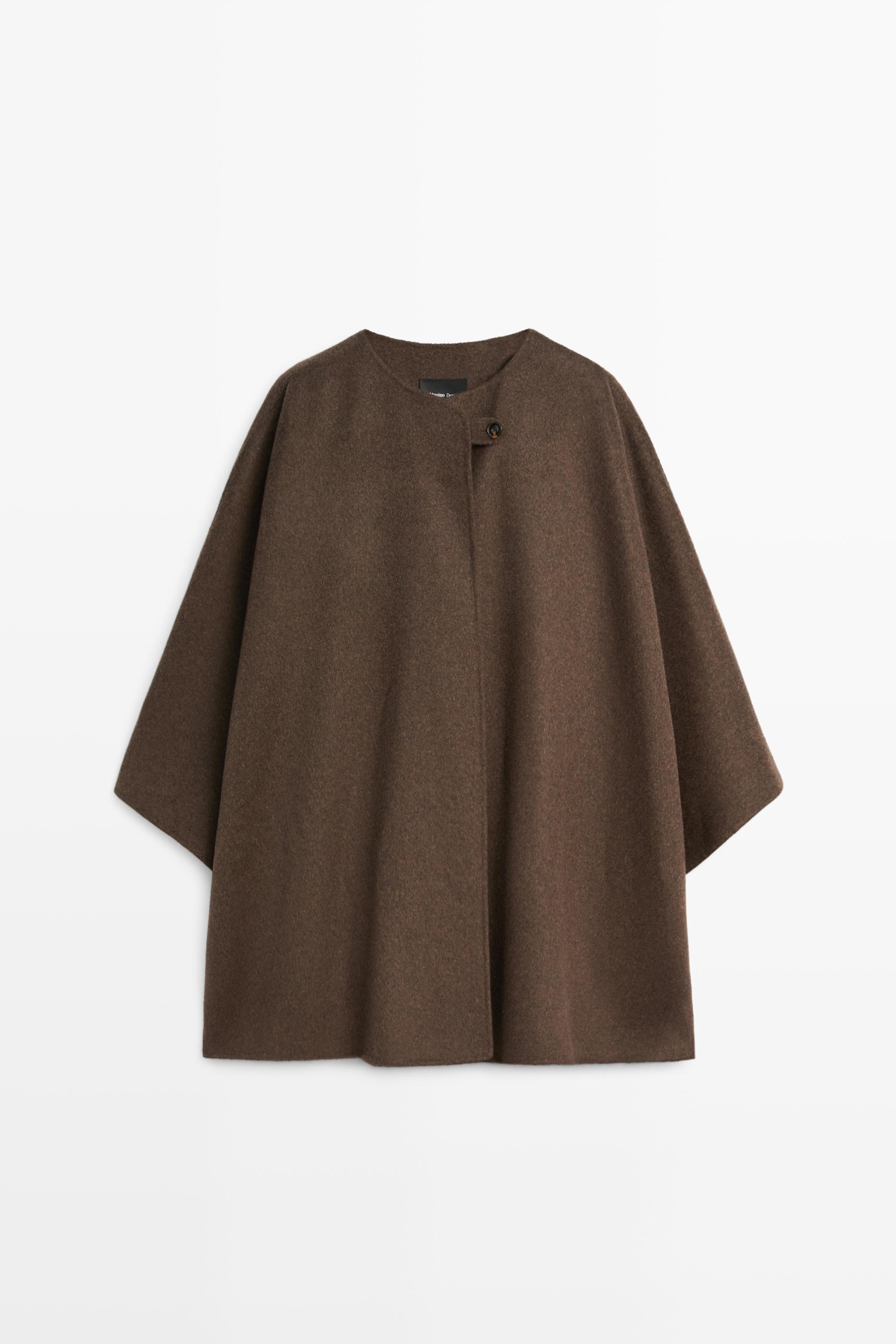Wool blend buttoned cape