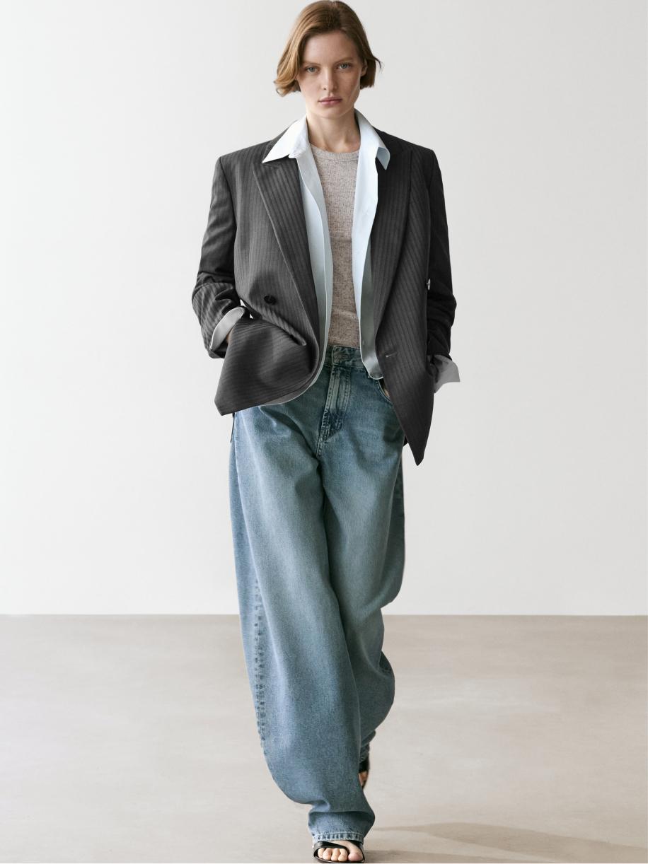 High-waist barrel fit jeans — Light Blue