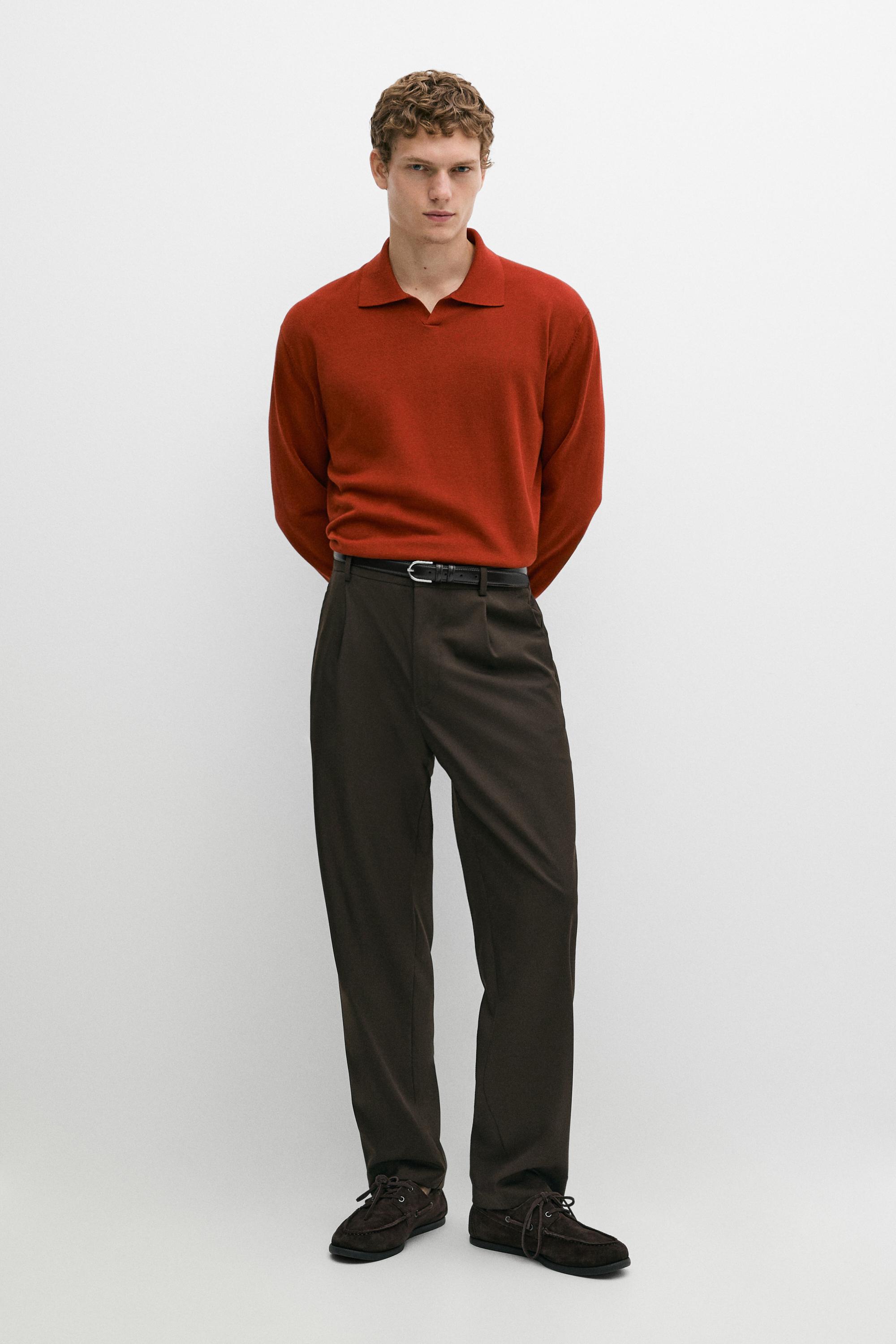 Polo collar knit sweater — TANGERINE