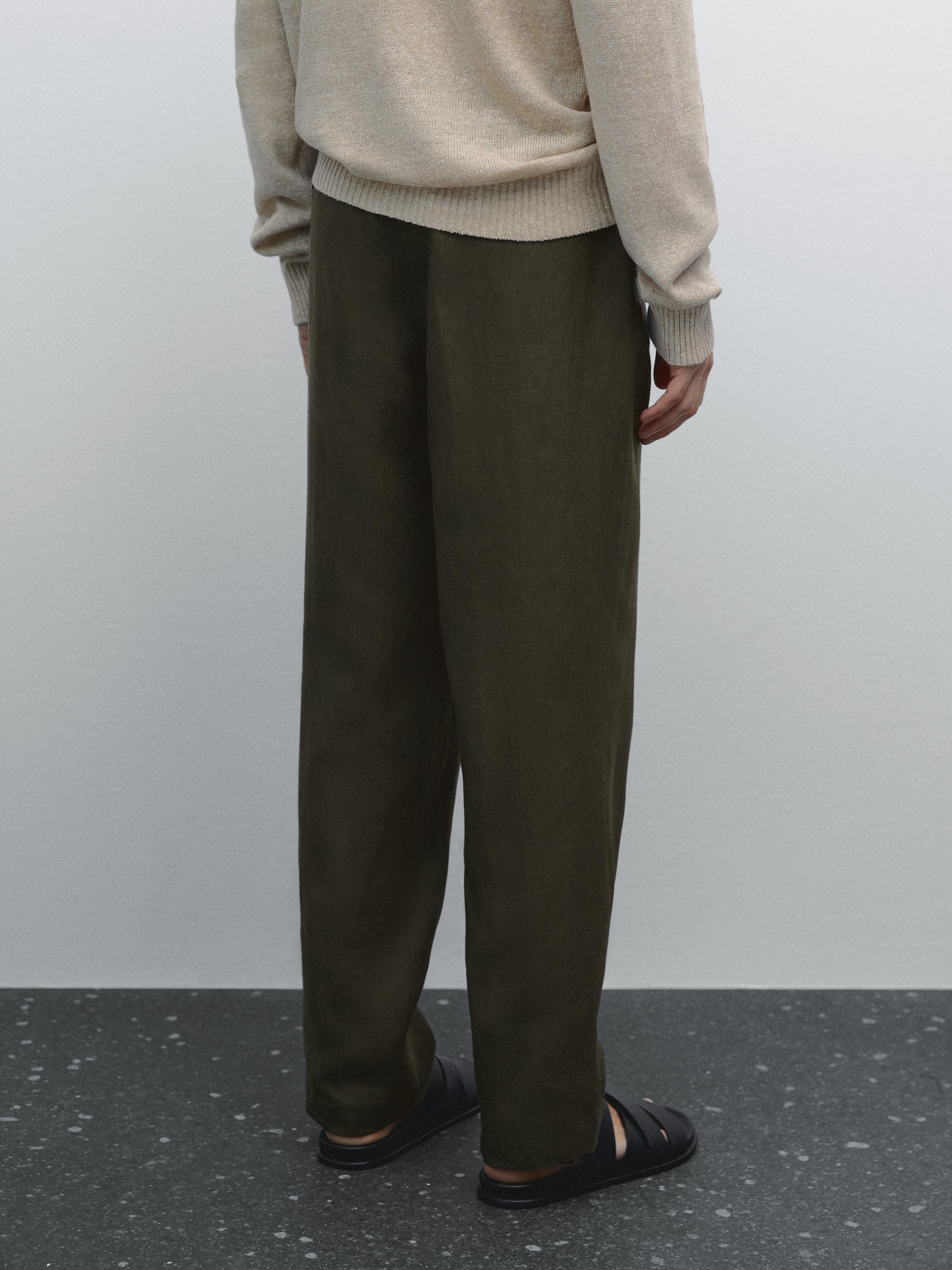 100% linen regular fit trousers