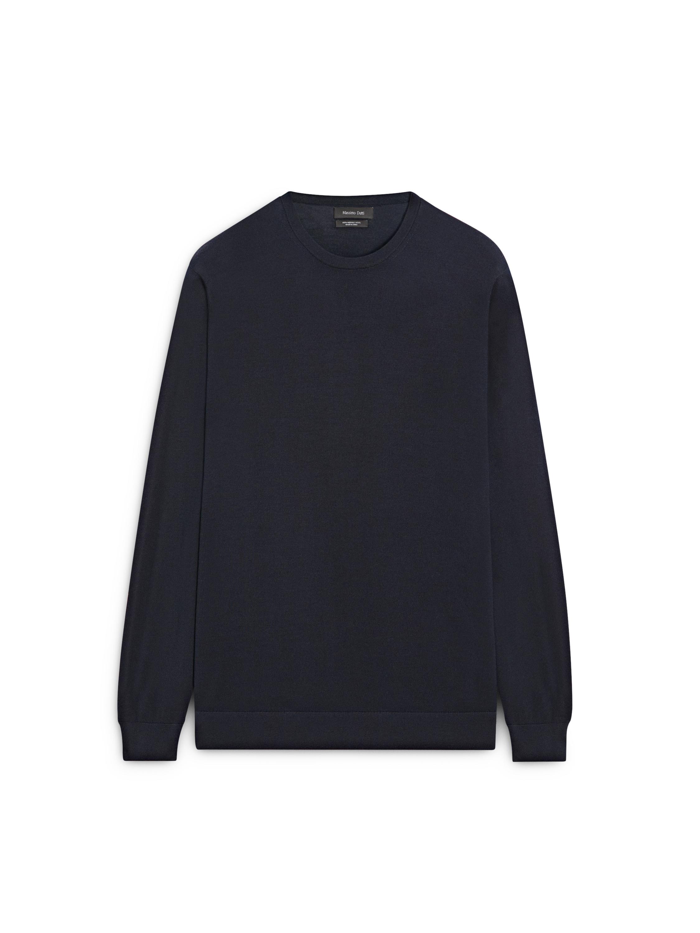 100% merino wool knit sweater — NAVY BLUE