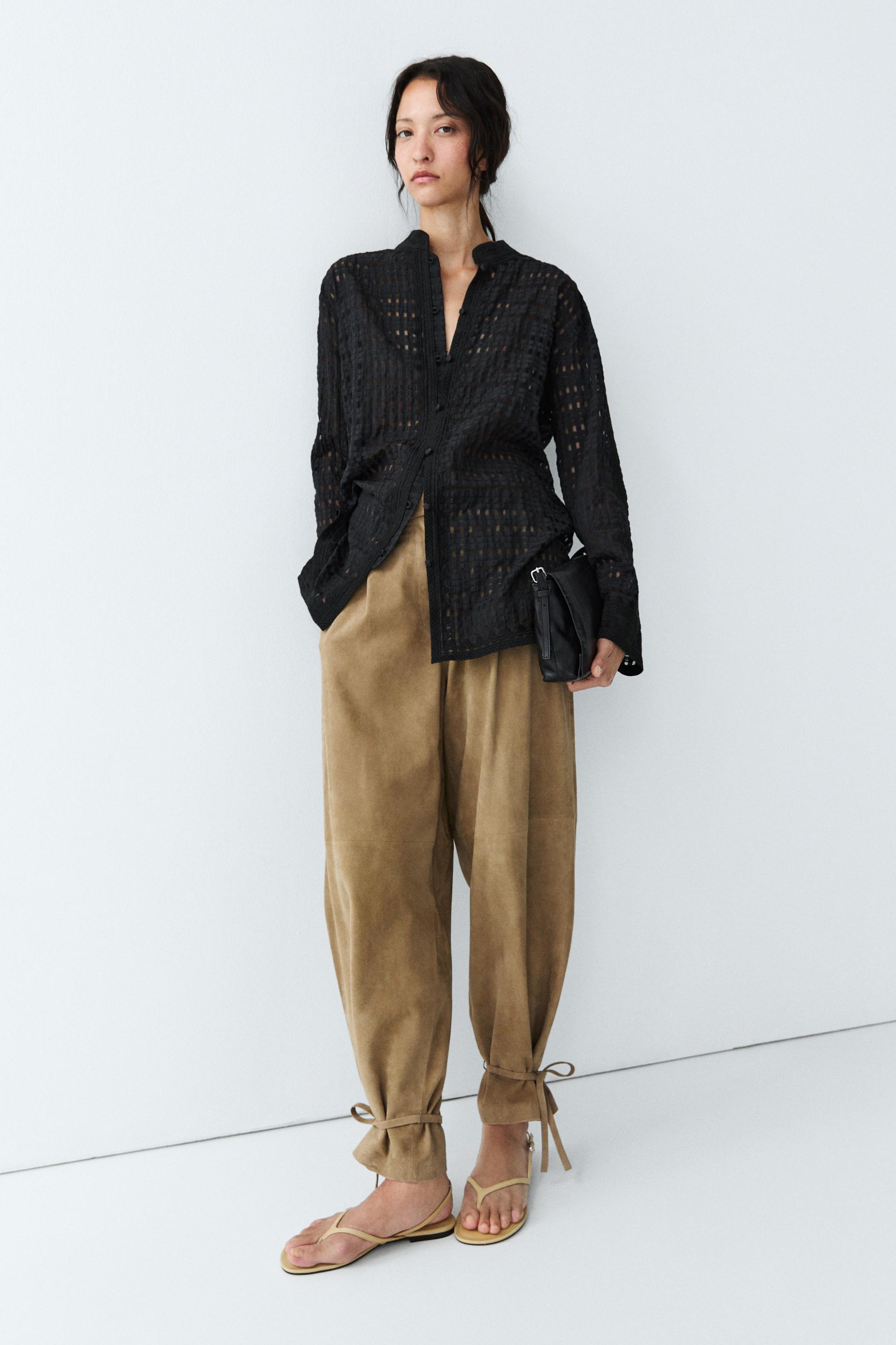 Flowing embroidered shirt — BLACK