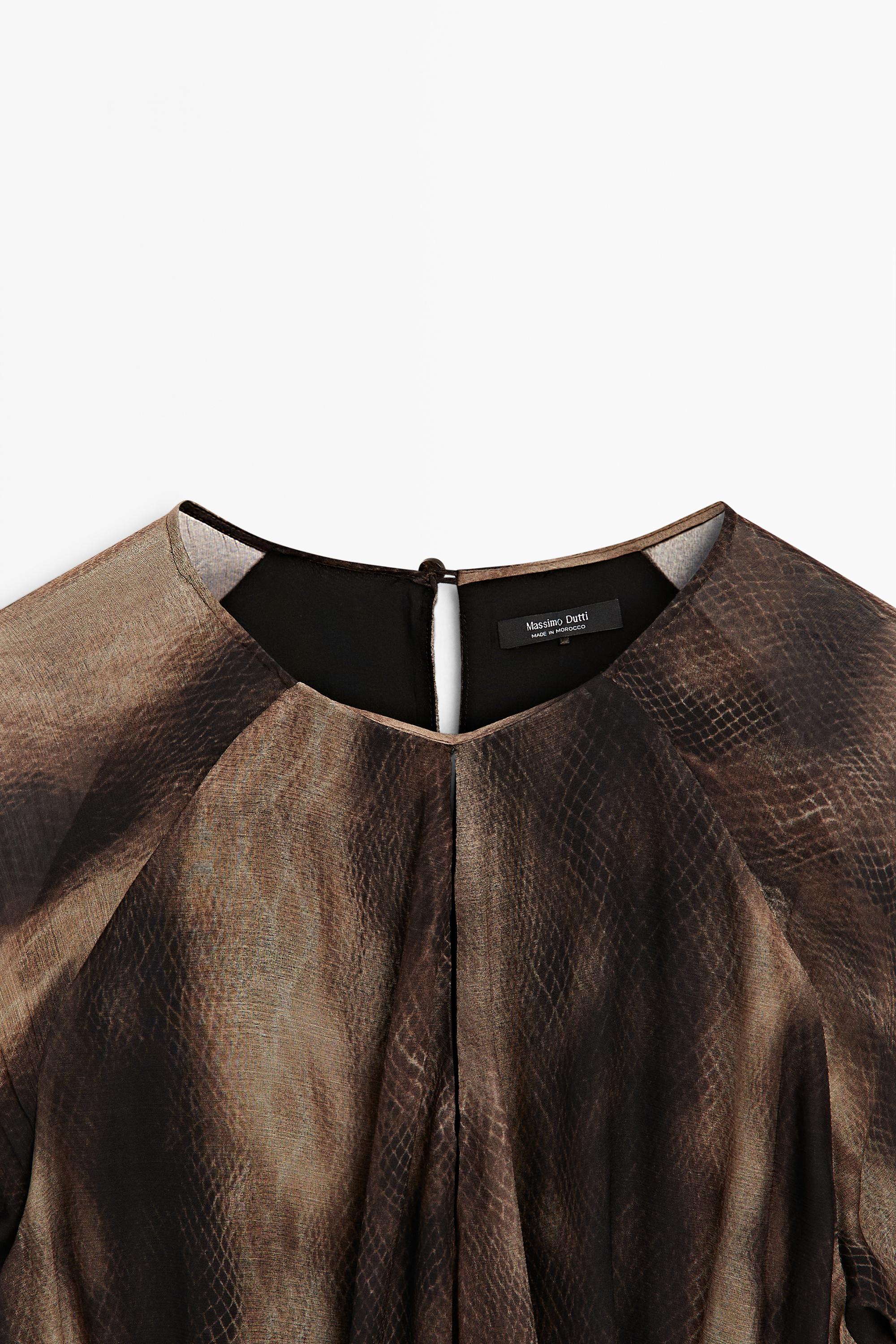 Flowing animal print dress — BROWN