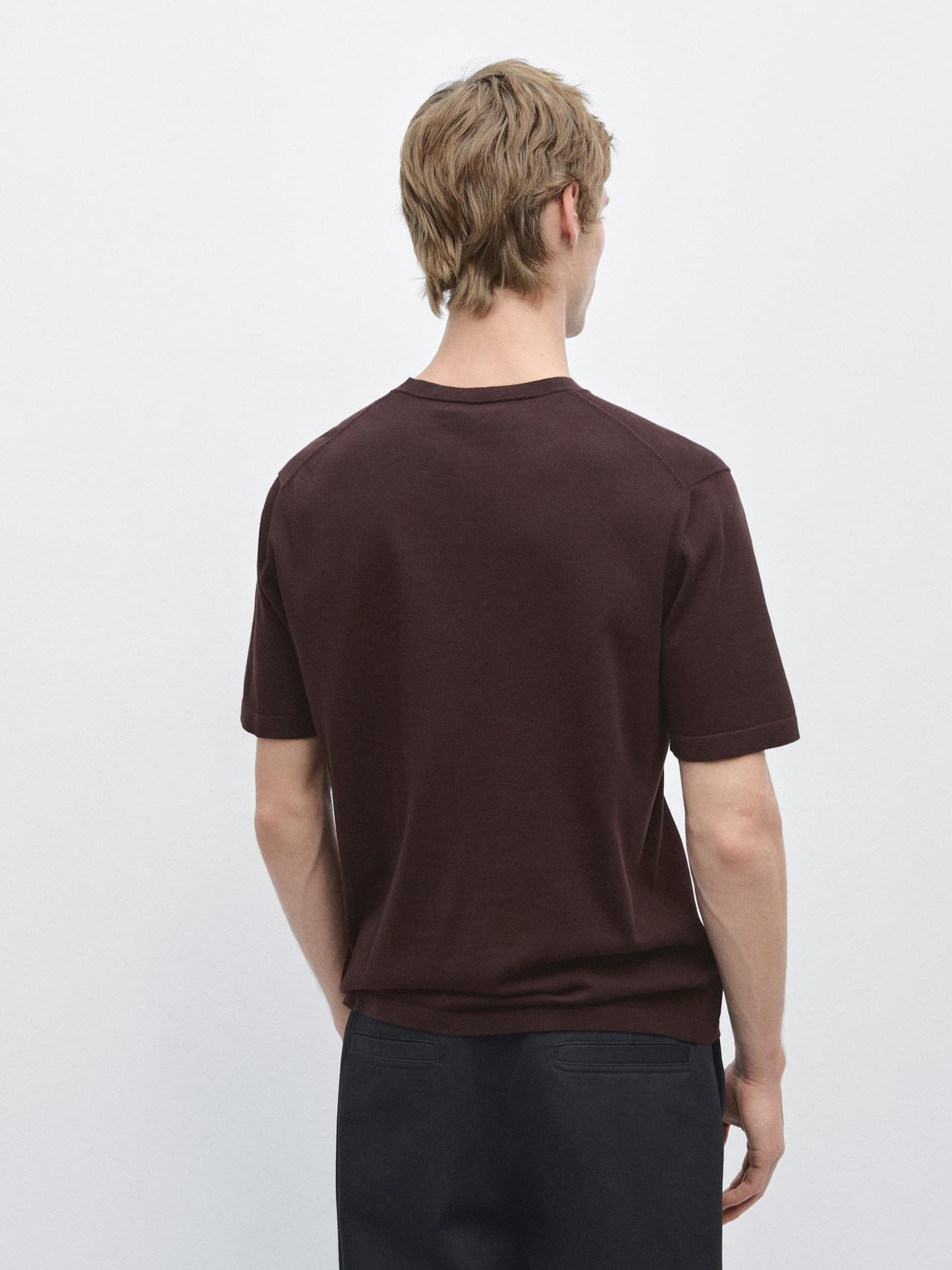 100% cotton short sleeve round neck T-shirt — BURGUNDY