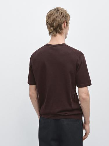 100% cotton short sleeve round neck T-shirt — BURGUNDY 5