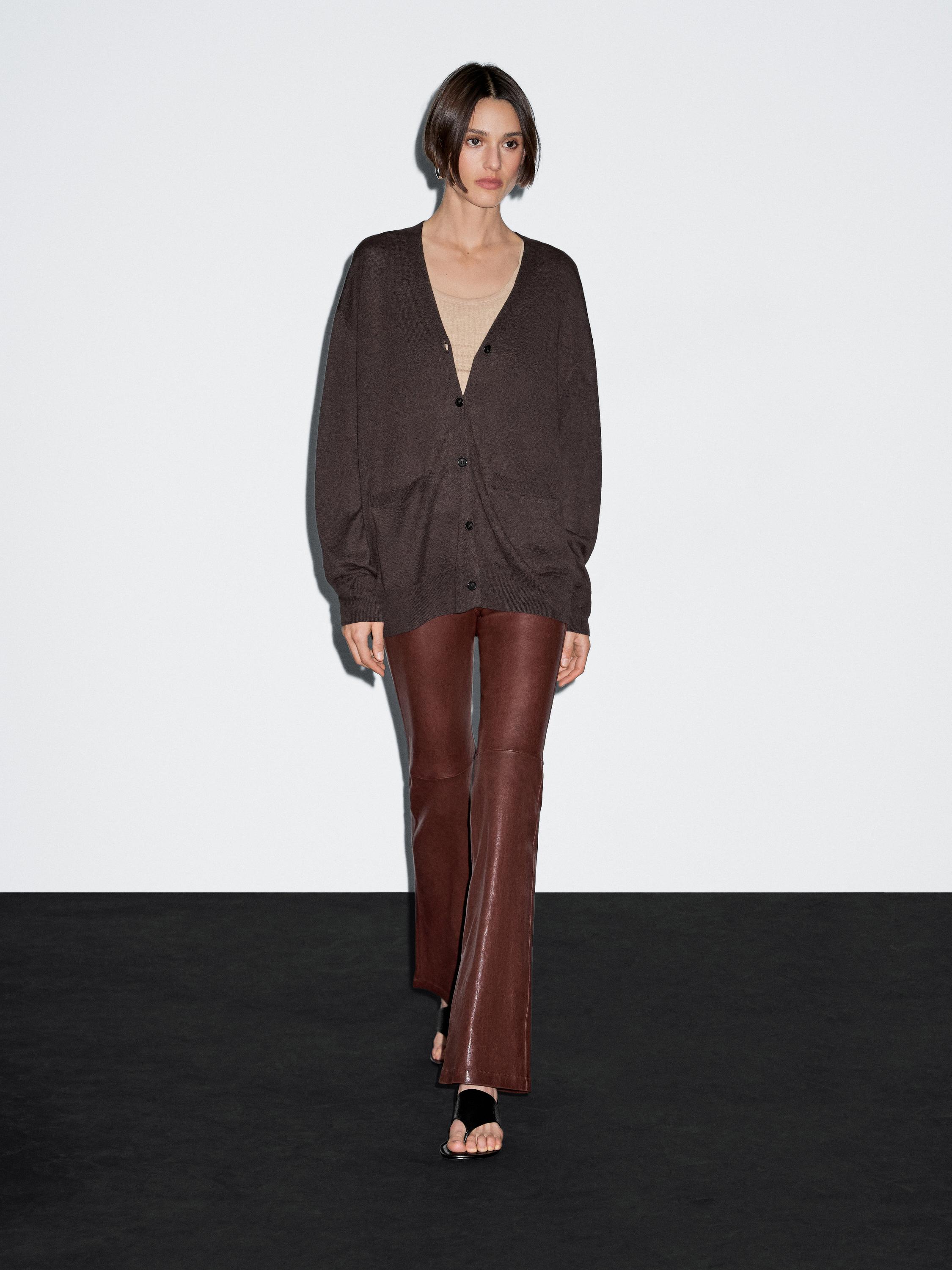 Prodloužený kardigan ze lněné směsi