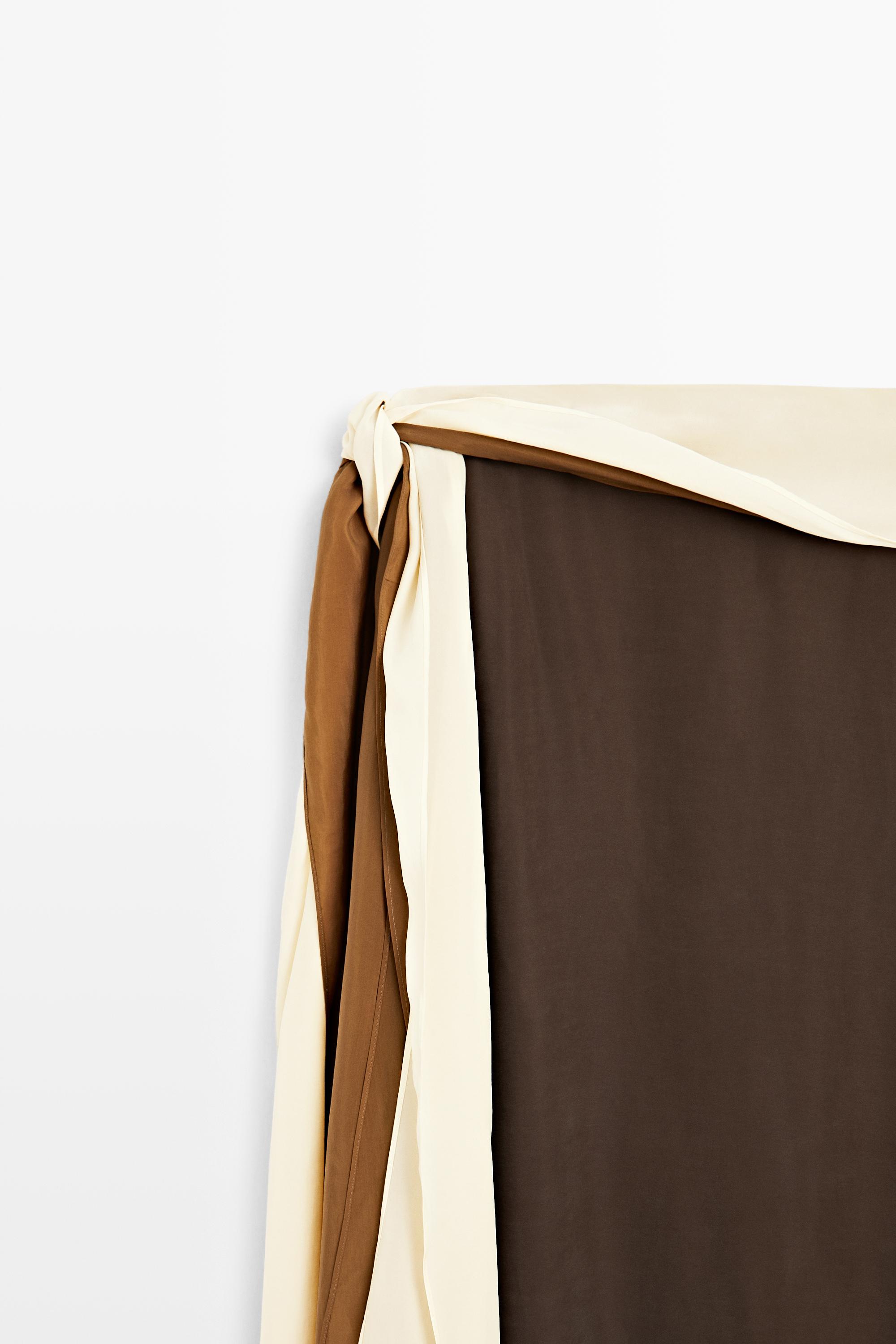 Contrast Ruffle Midi Skirt — BROWN
