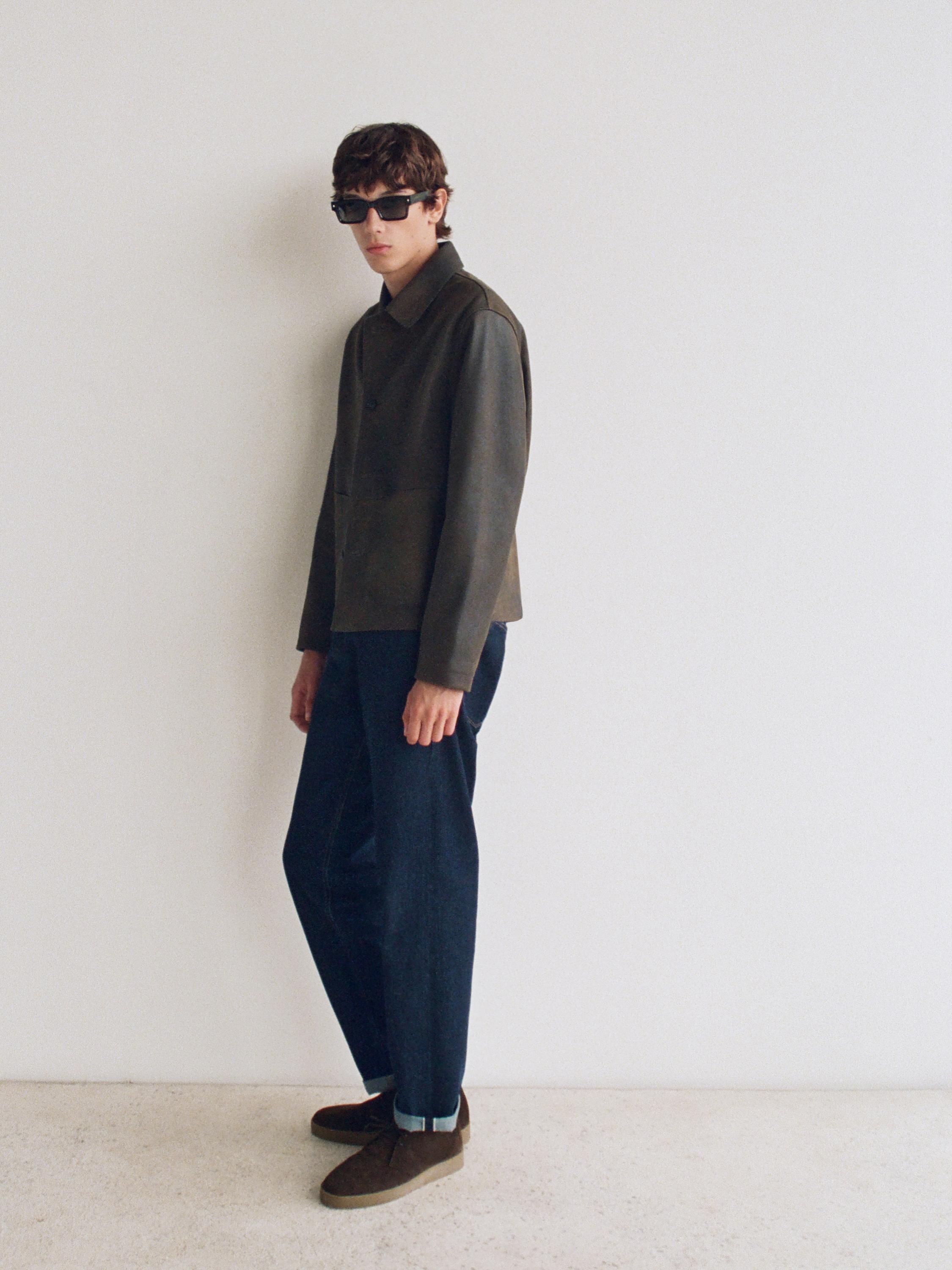 Gjysmë çizme të sheshta prej kamoshi me dy faqe