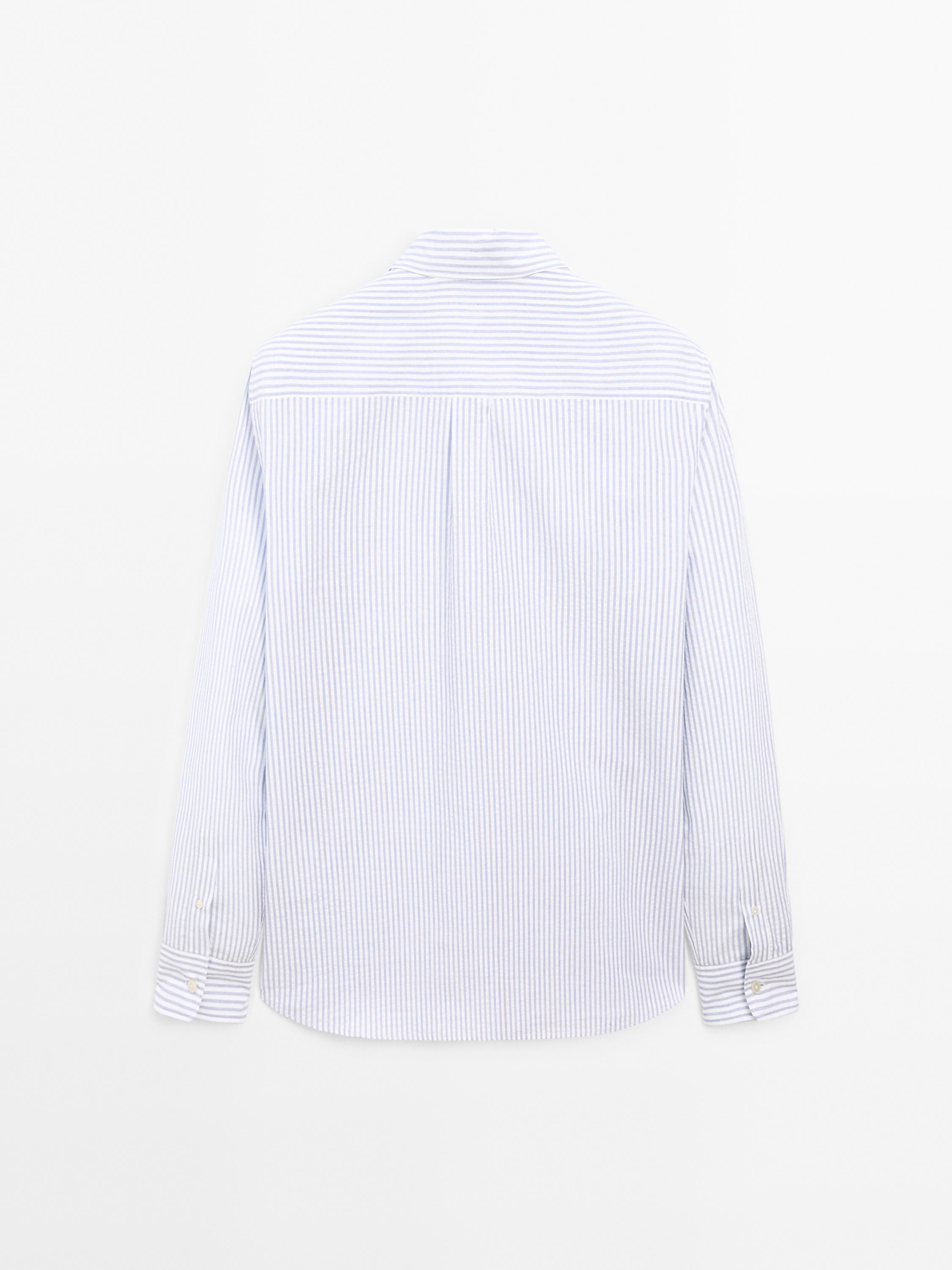 Chemise à rayures regular fit 100 % coton