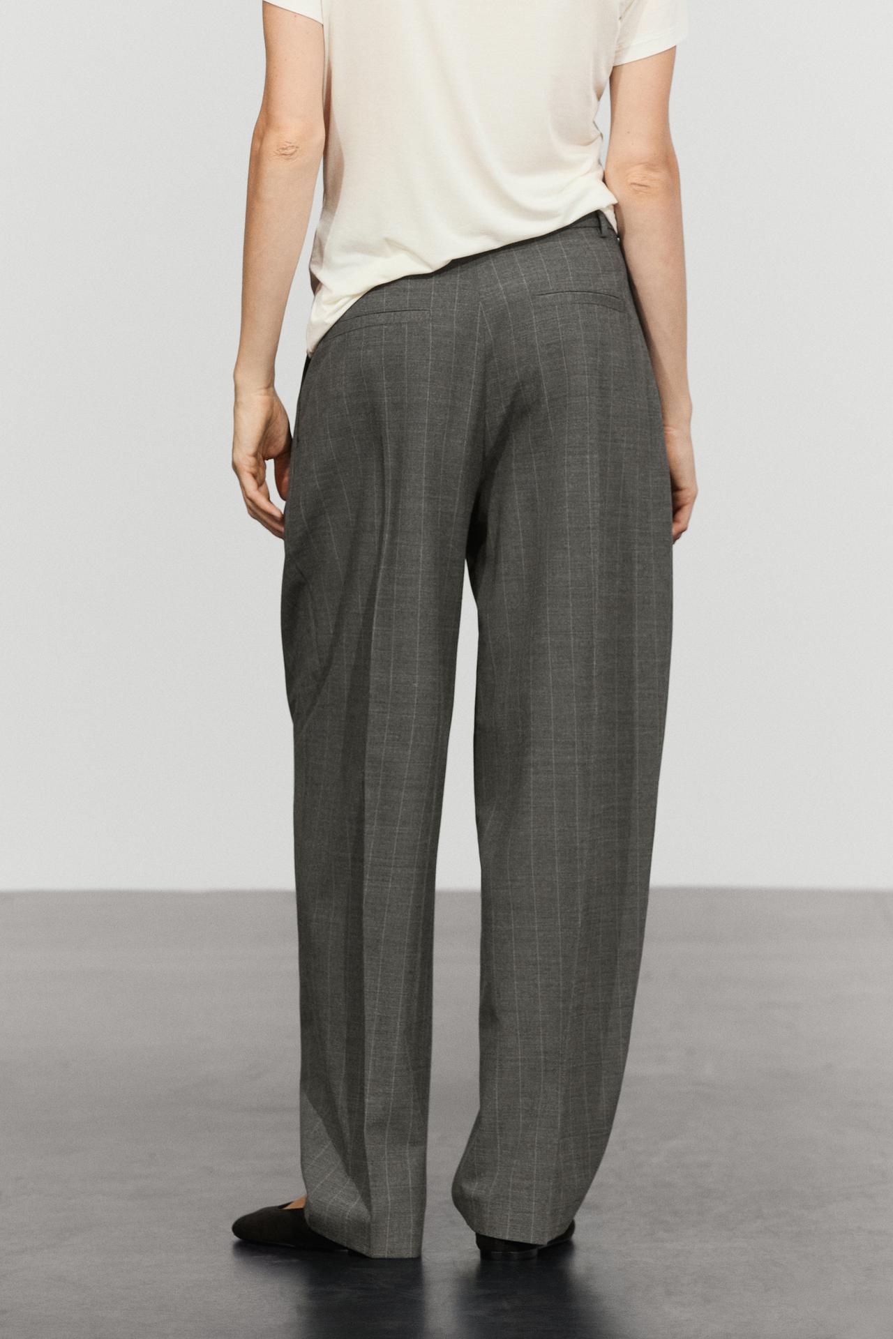 Pinstripe carrot fit pants — CHARCOAL